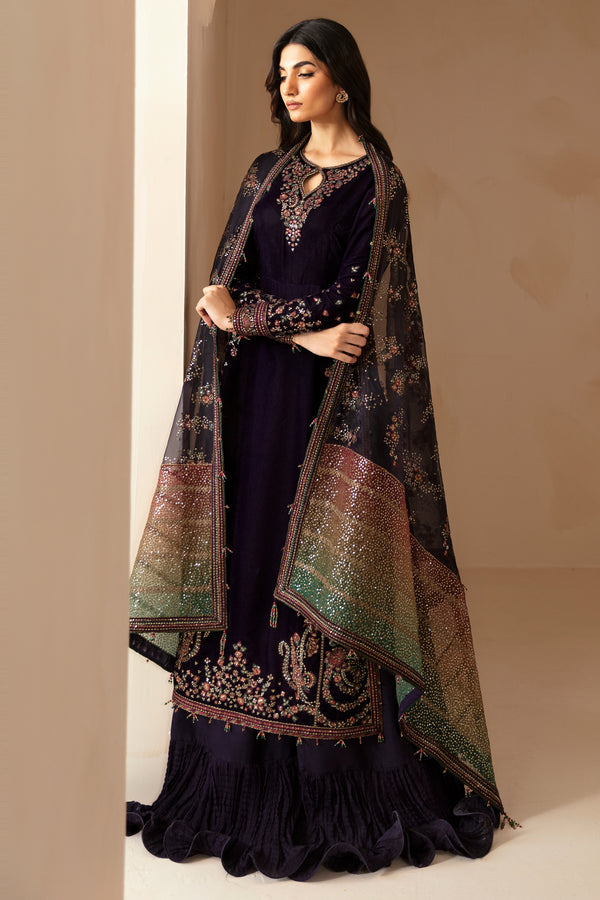 Royal Midnight Pure Velvet Embroidered Festive Suit | RTW