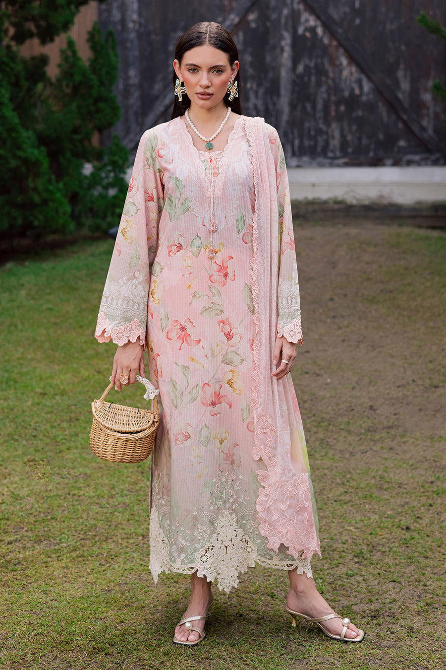 Digital Printed Lawn 2026 | Embroidered Neckline & Daman Patch | Chiffon Dupatta 3-Piece Stitched Suit