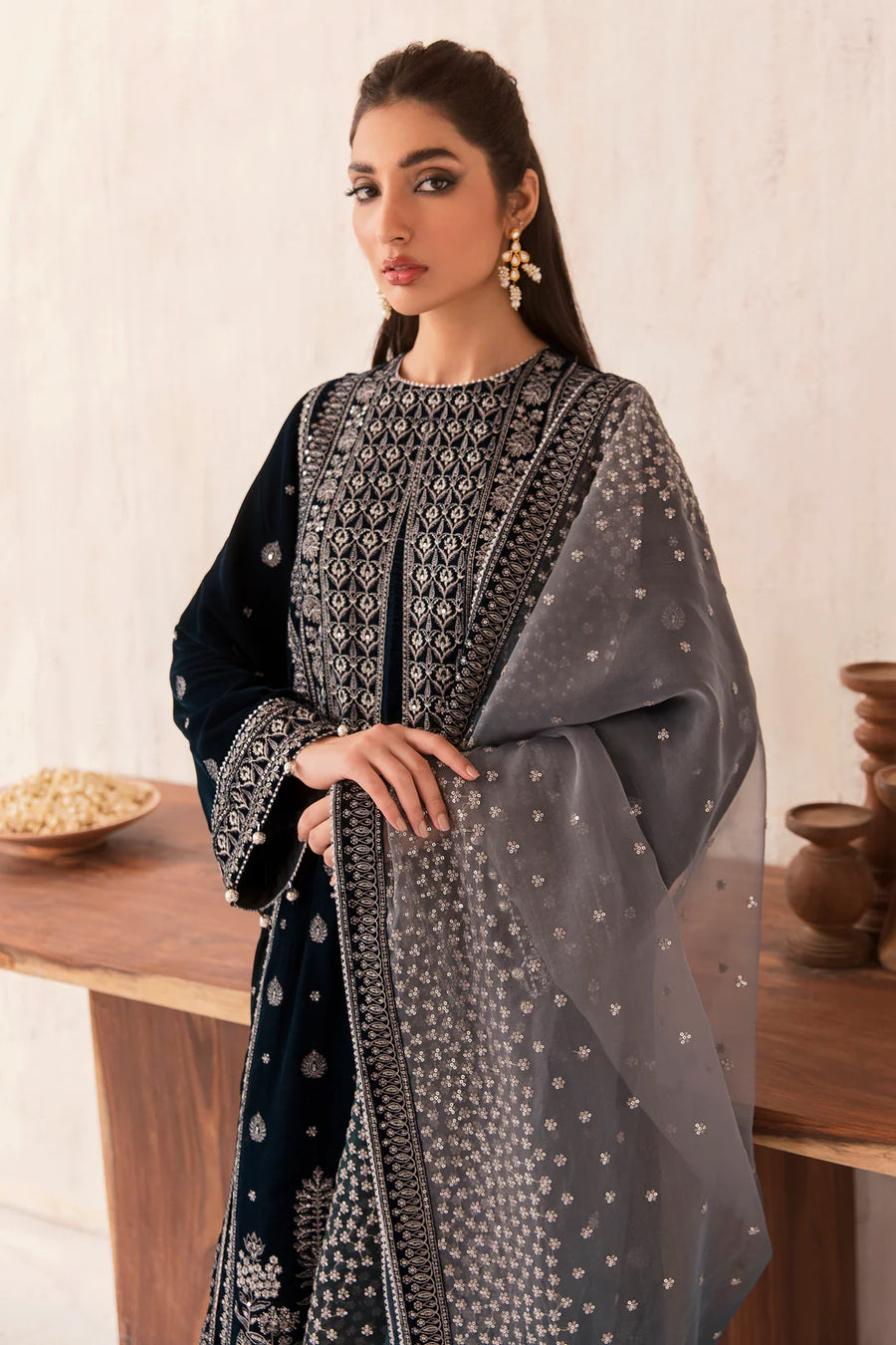 Jazmin Luxury Velvet Collection 3-Piece Stitched Suit | RTW