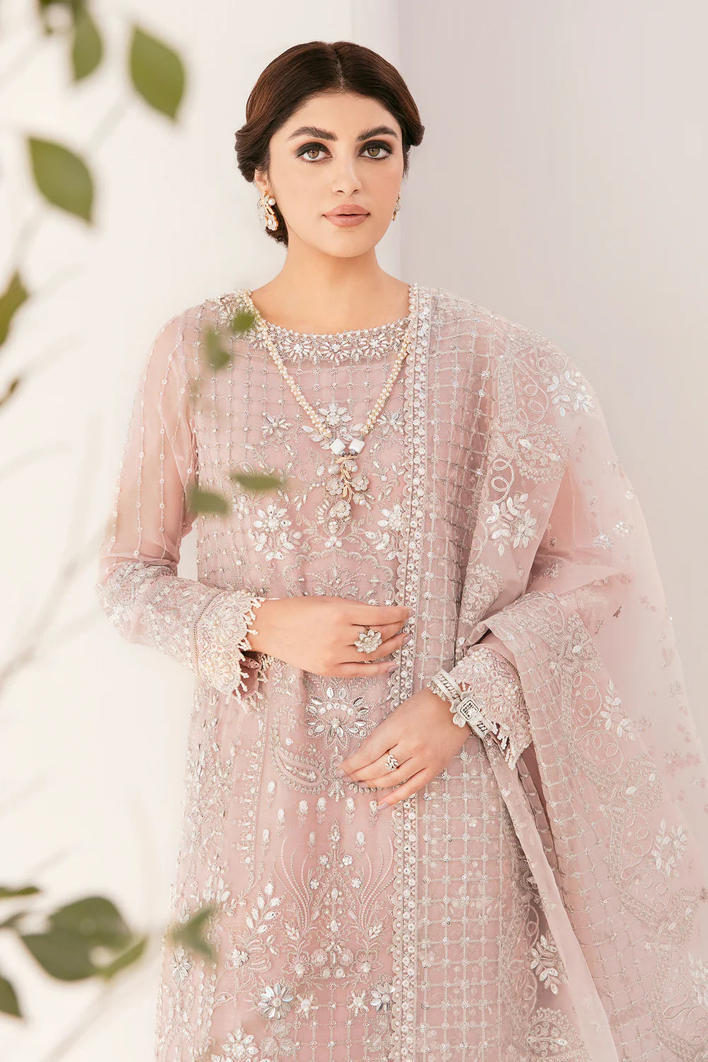 Pink Organza Embroidered Suit | Ready to Wear