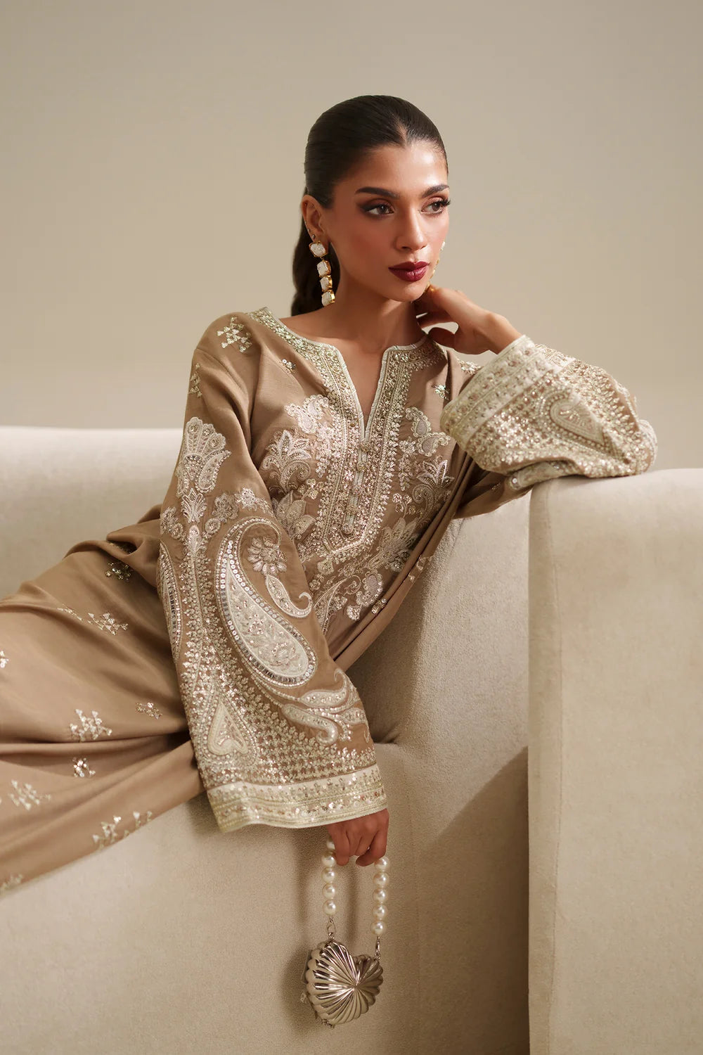 Gold Raw Silk Embroidered Suit | Ready to Wear