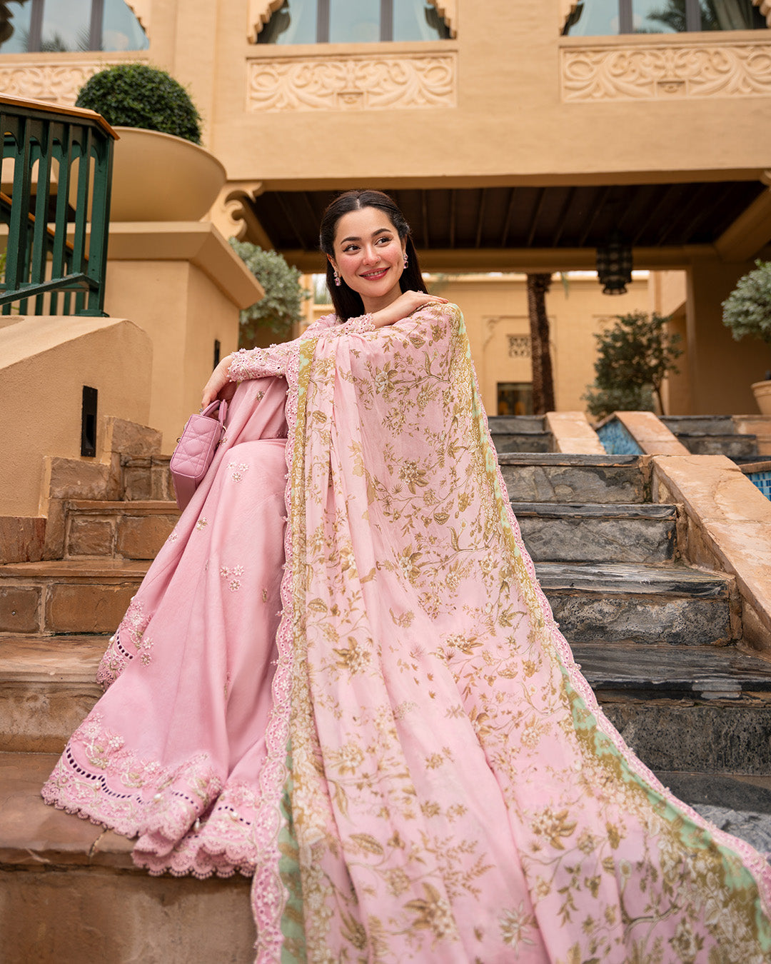 Pastel Tea Pink Embroidered Lawn Suit | Sharara Set | Ready-to-Wear