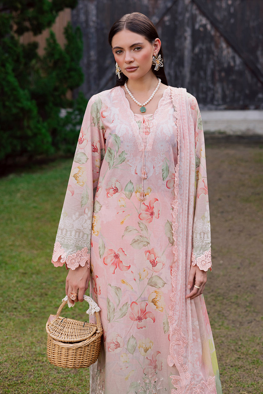 Digital Printed Lawn 2026 | Embroidered Neckline & Daman Patch | Chiffon Dupatta 3-Piece Stitched Suit