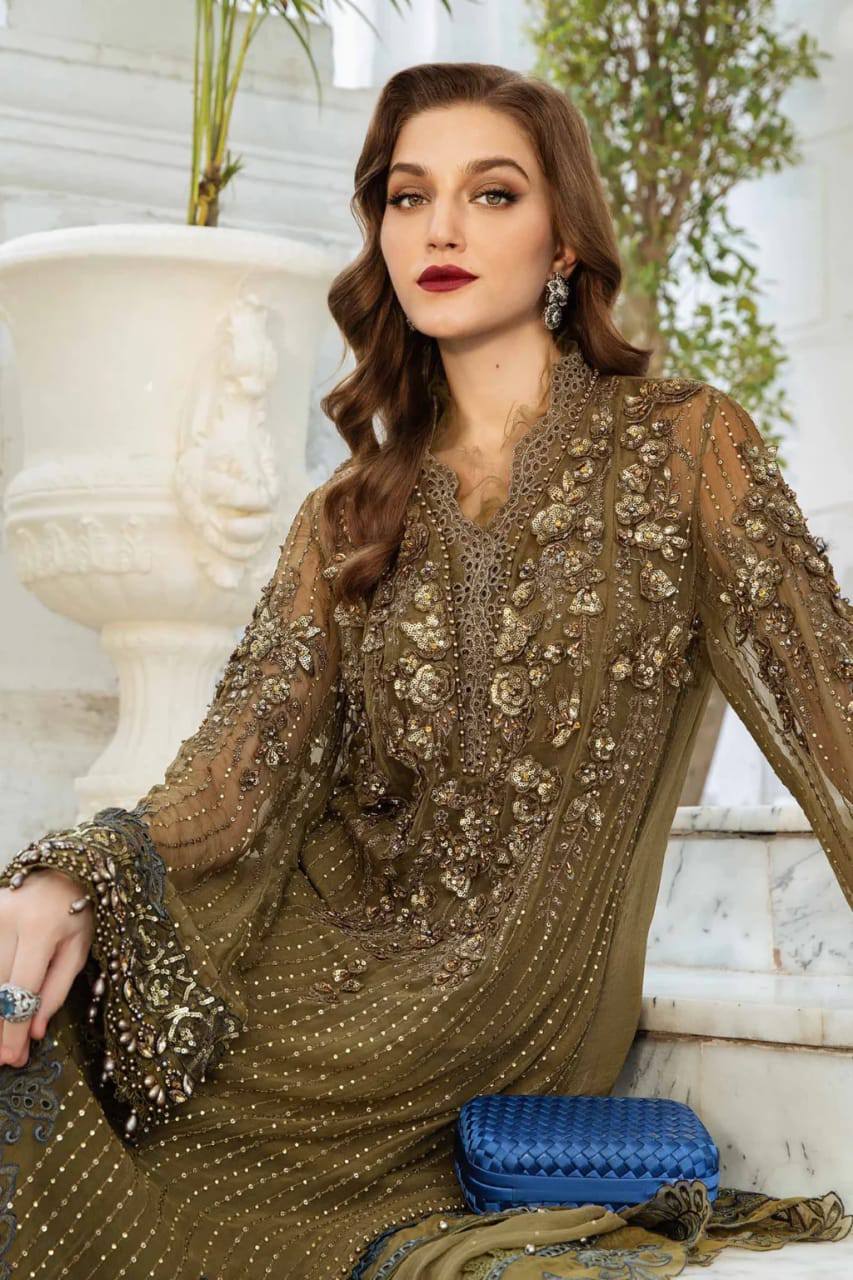 Olive Green Sequence Embroidered Luxury Suit | Ready to Wear