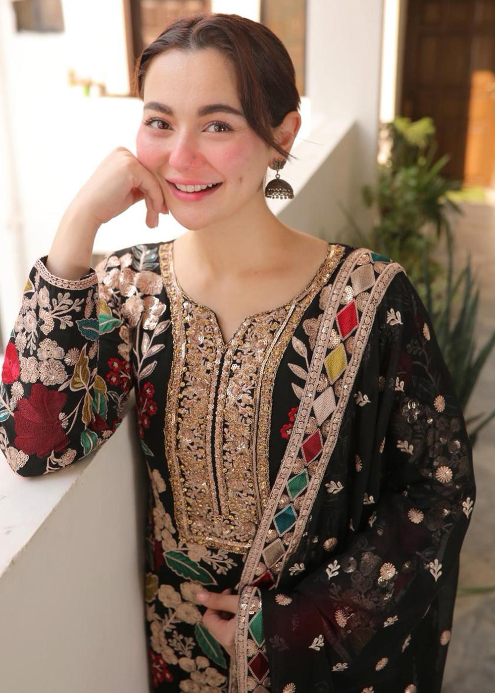 Luxury Black Heavily Embroidered Chiffon 3-Piece Formal Suit | RTW