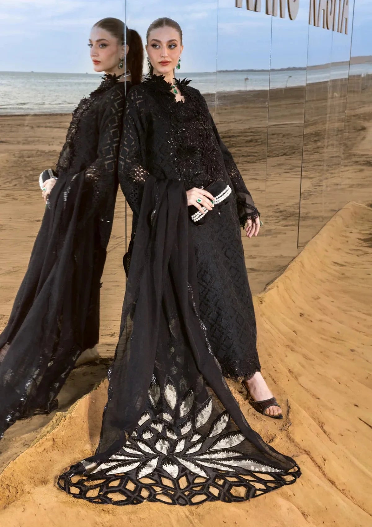 Midnight Smoke - Embroidered Lawn Suit With Chiffon Dupatta | Ready To Wear