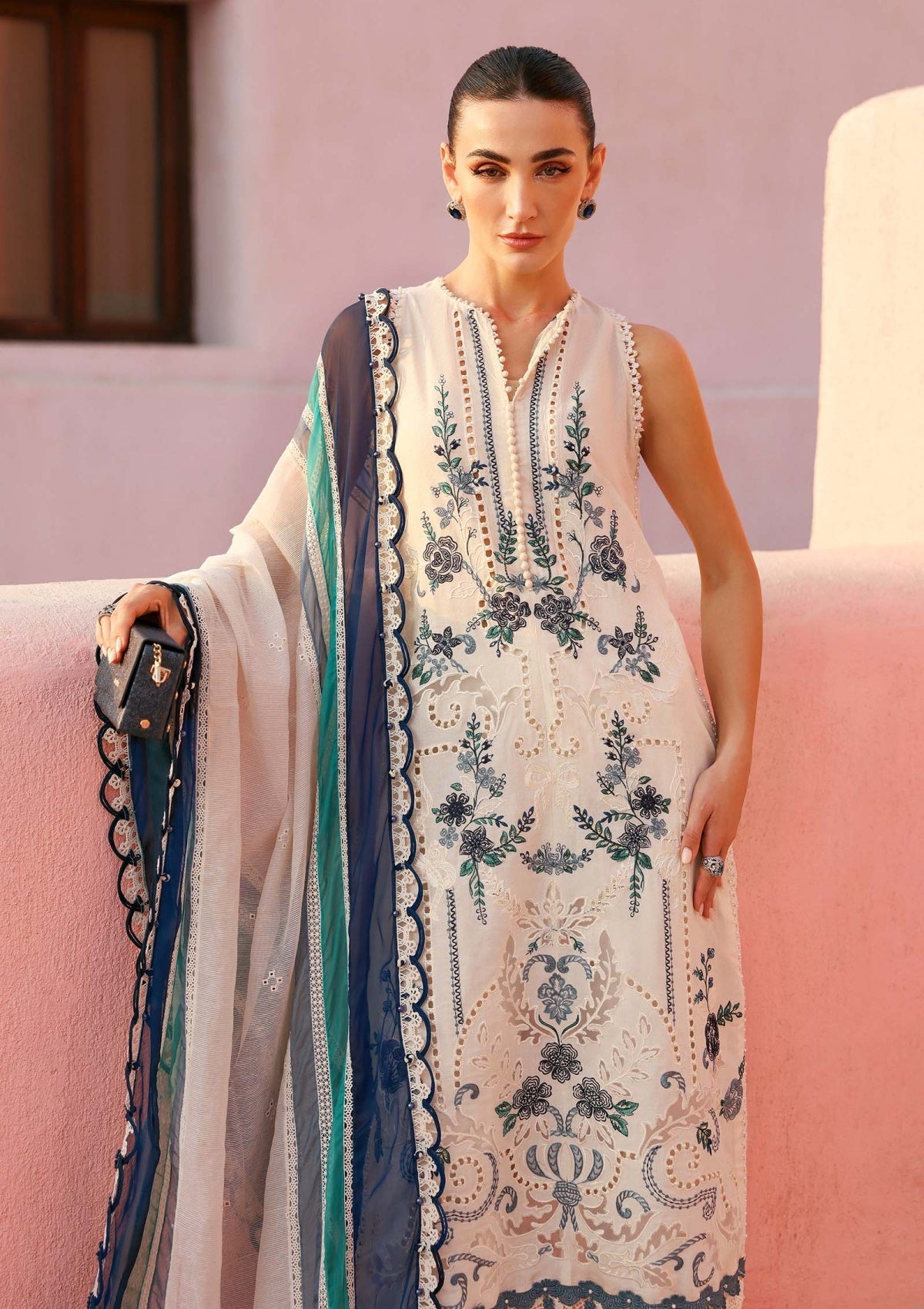 Luxury Lawn 2026 | Heavy Chicken Kari & Laser Embroidered White 3-Piece Stitched Suit | Silk Dupatta