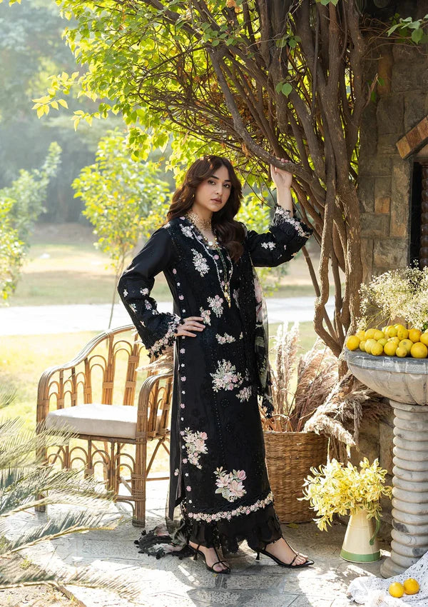 Midnight Bloom - 3 Piece Embroidered Lawn Suit | Ready To Wear