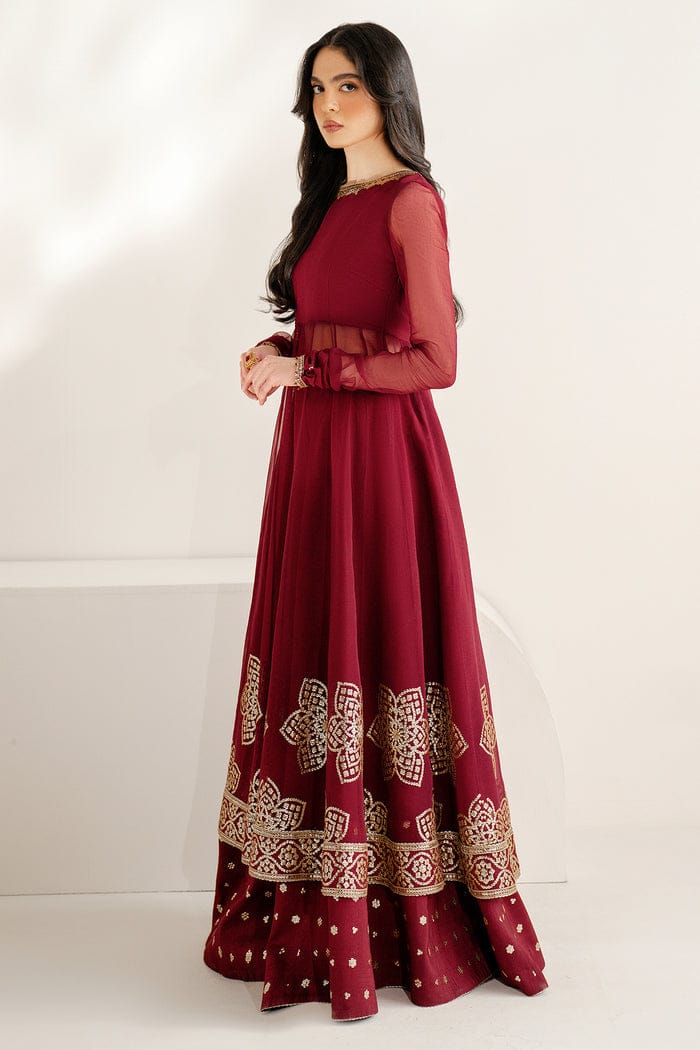 Maroon Semi Pure Chiffon Ready to Wear Sequence Embroidered Lehenga Suit