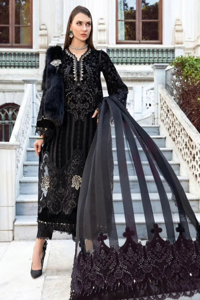 Luxury 3-Piece Stitched Velvet and Organza Festive Suit | RTW