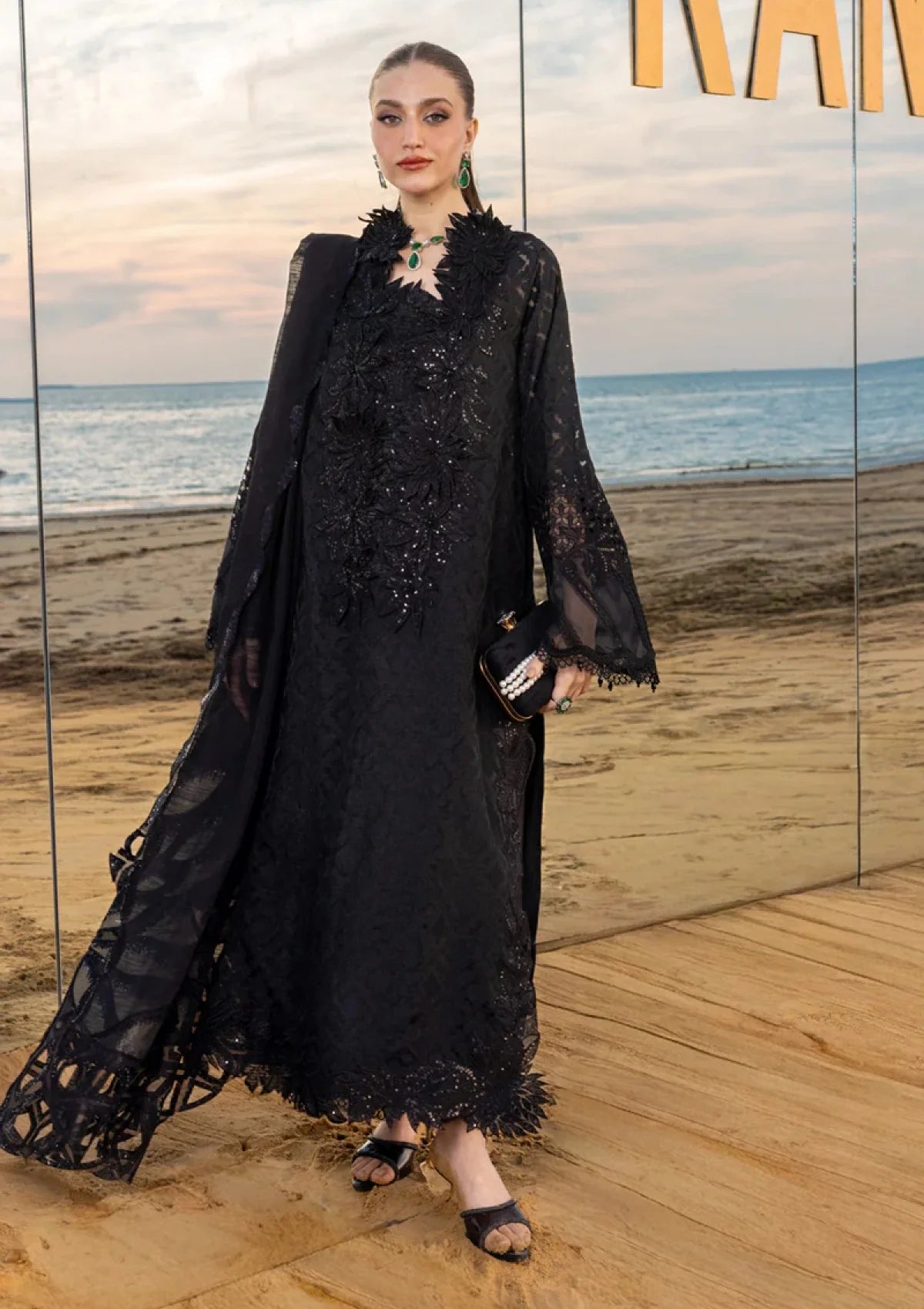 Midnight Smoke - Embroidered Lawn Suit With Chiffon Dupatta | Ready To Wear