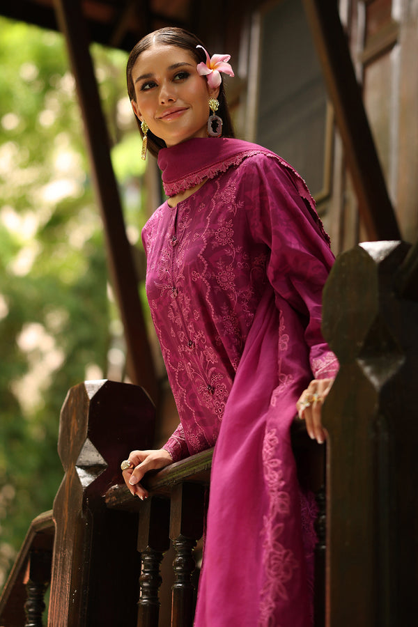 Magenta Printed Lawn Suit with Chiffon Dupatta |Ready to Wear