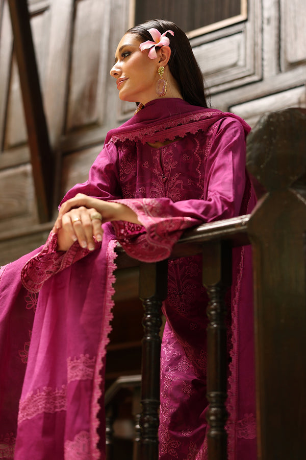 Magenta Printed Lawn Suit with Chiffon Dupatta |Ready to Wear
