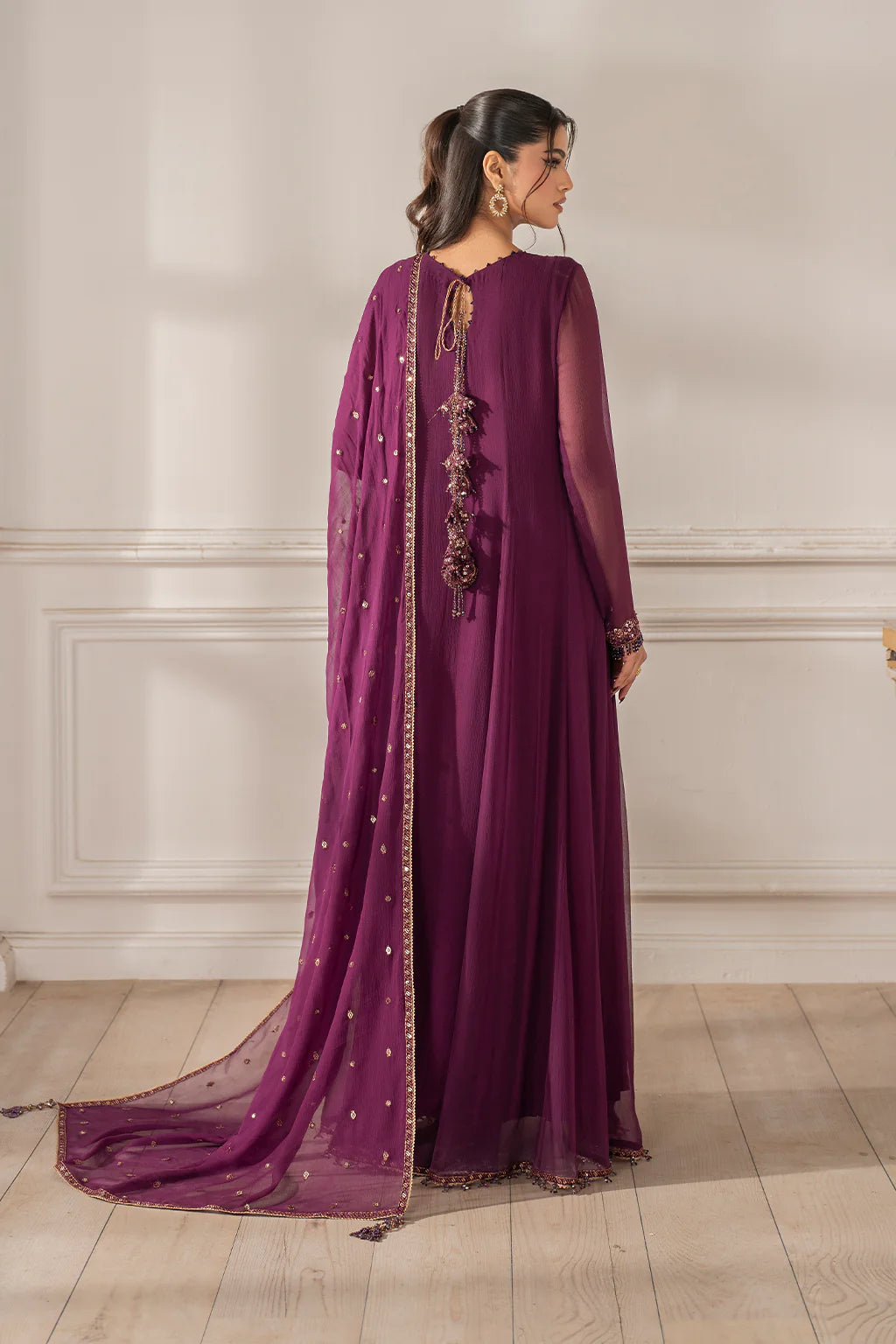 03-Piece Chiffon Suit With Sequence Embroidery - Ready To Wear