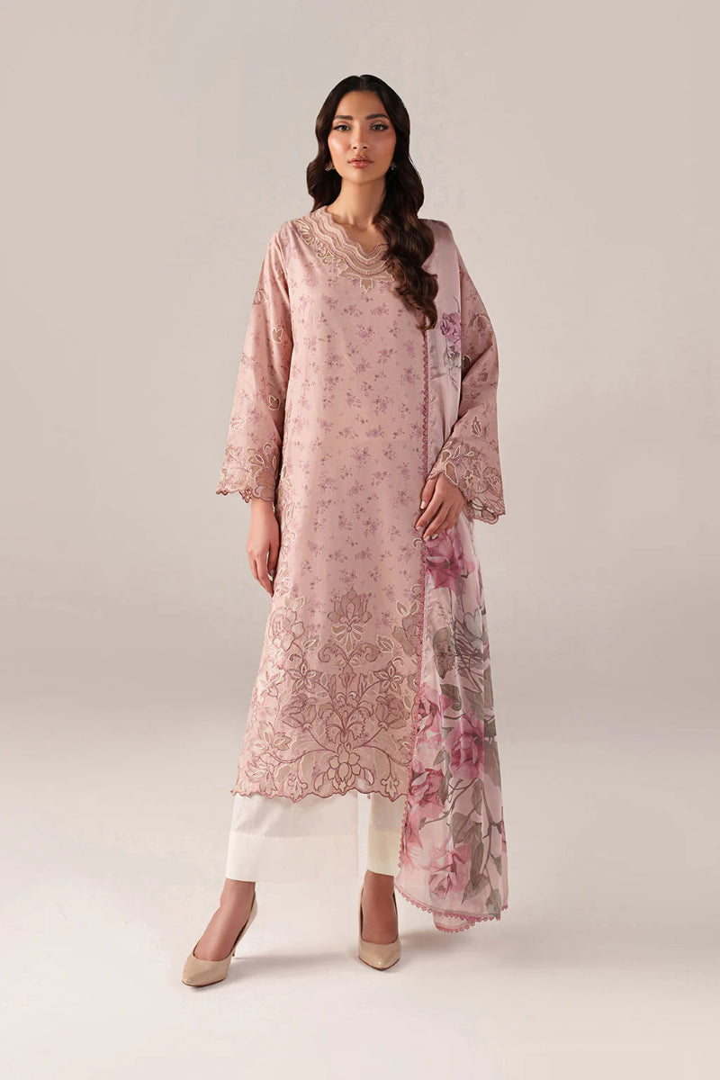 Pastel Pink -Lawn Suit With Chiffon Dupatta | Ready To Wear