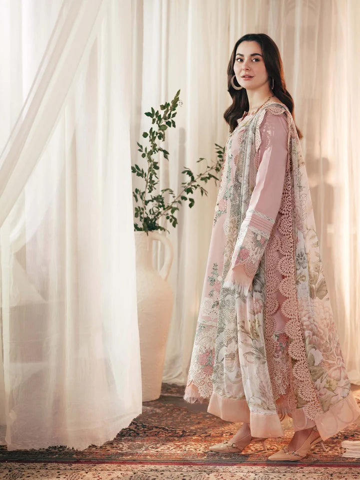 Pastel Pink Floral - 3 Piece Embroidered Suit | Ready To Wear