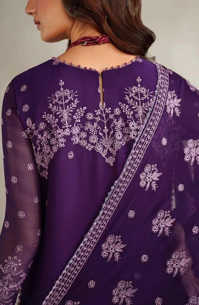 Deep Purple - Embroidered Chiffon Suit | Ready To Wear