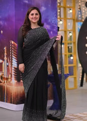 Black Chiffon Ready to Wear Handwork Saree Suit