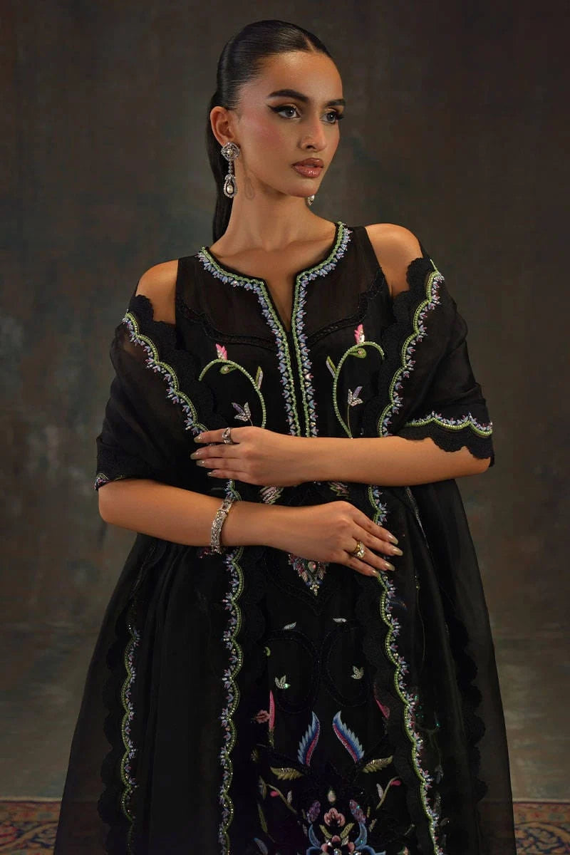 Black Indian Raw Silk Embroidered Suitf | Ready to Wear