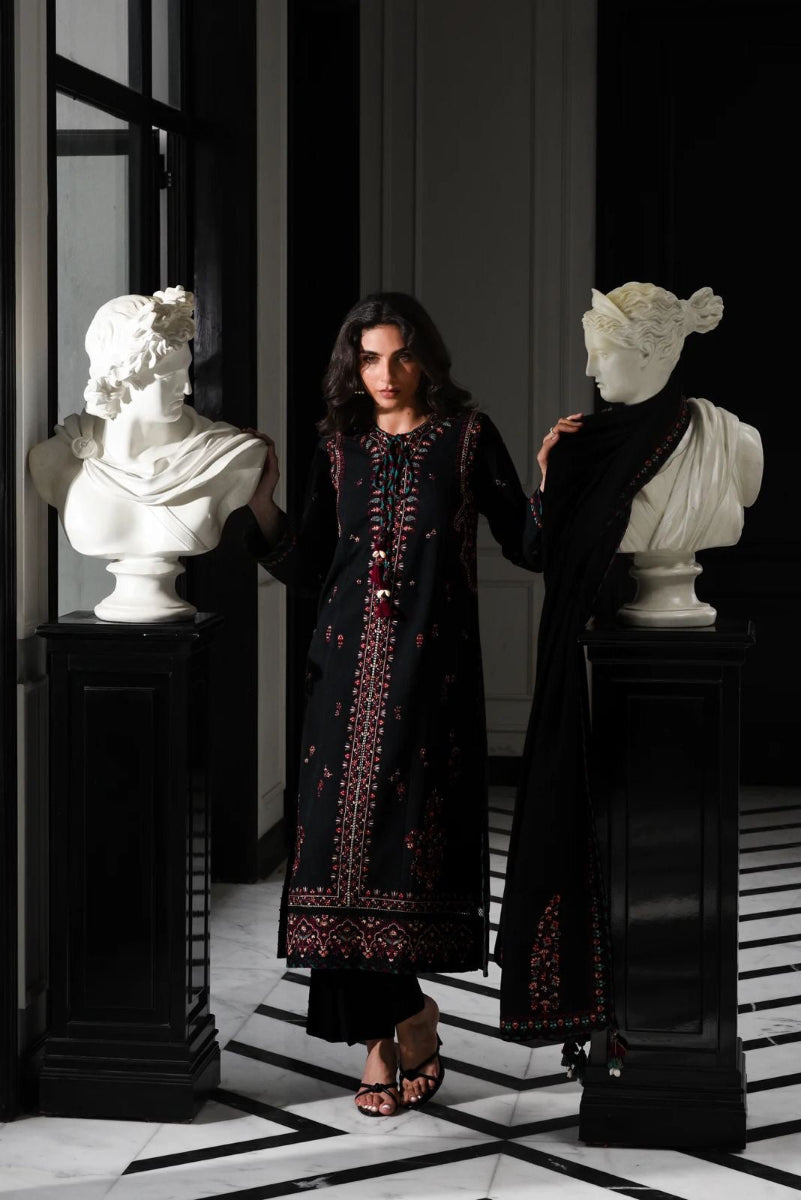 3 Piece Embroidered Cambric Suit | Ready To Wear