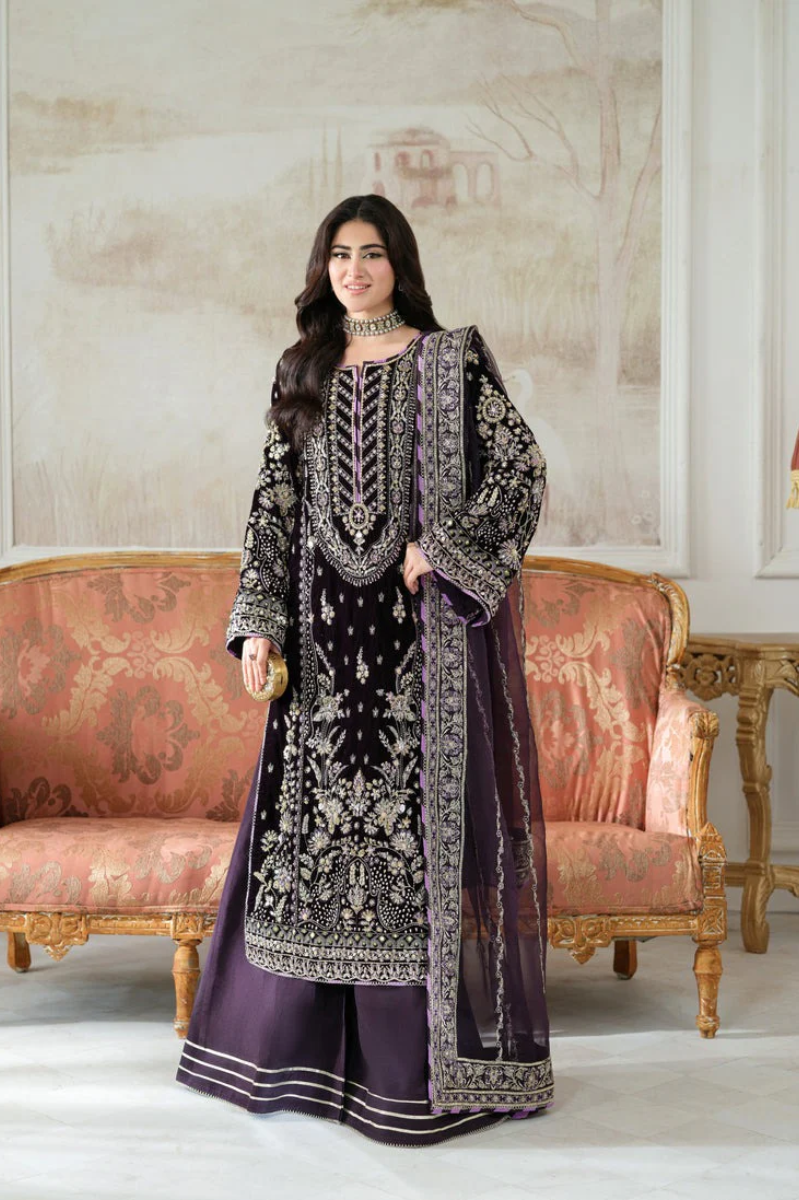 Royal Purple Zari and Sequence Handcrafted Festive Suit | RTW