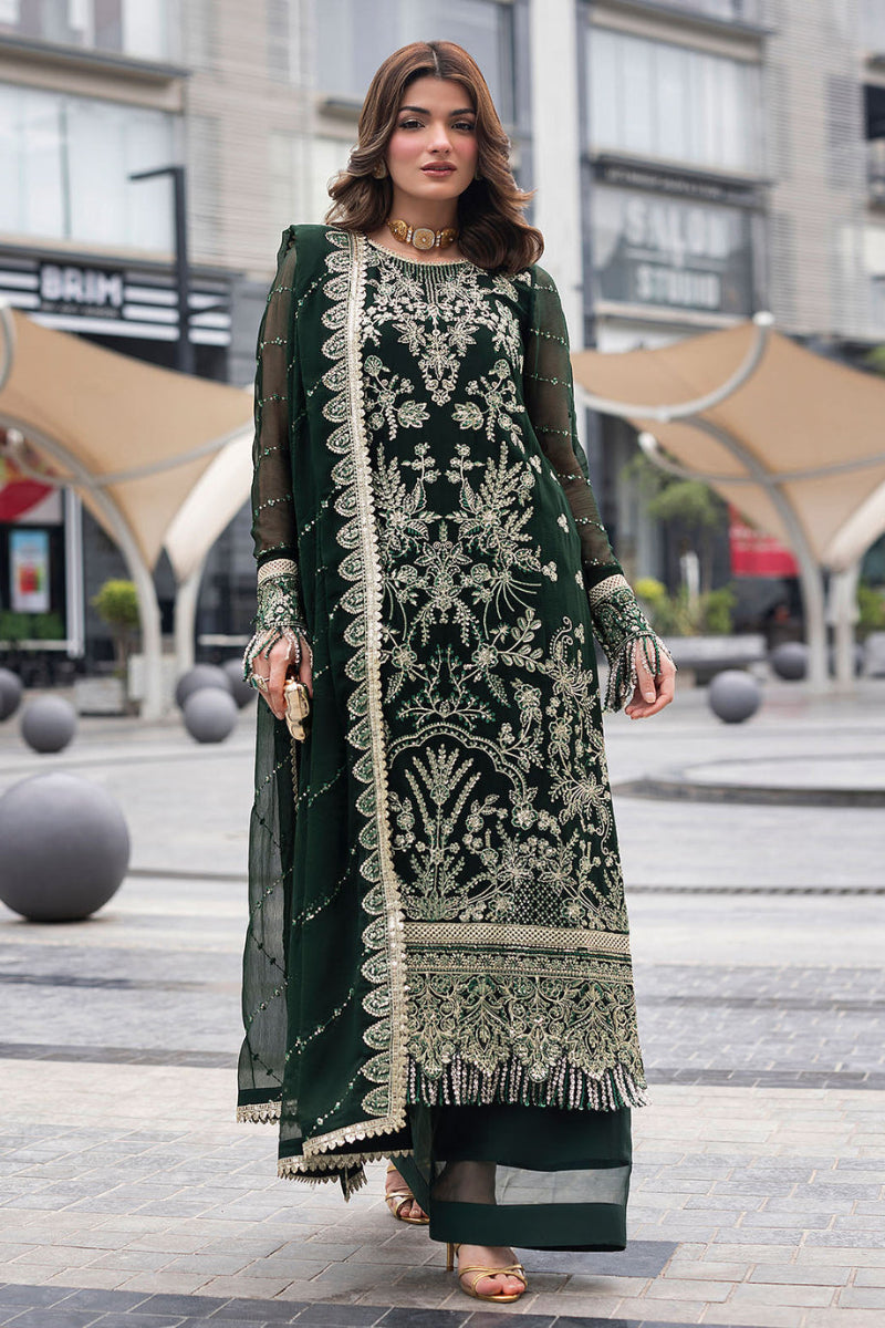 Dark Green Sequence Embroidered Semi Pure Chiffon Suit | Ready to Wear