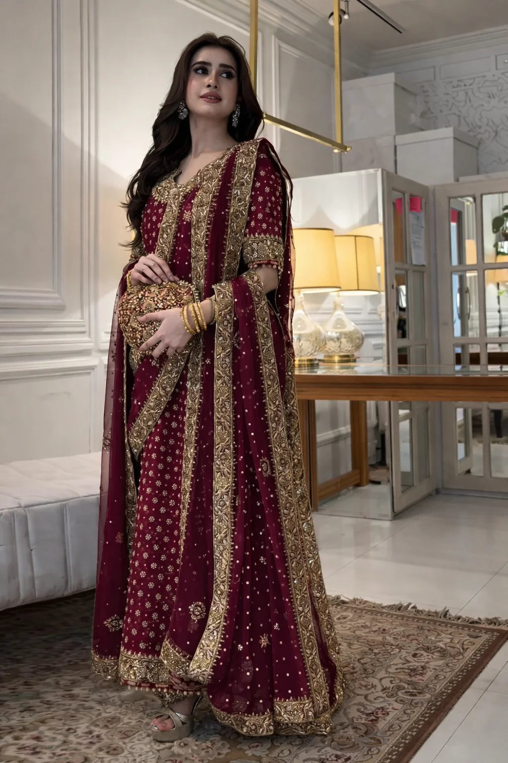 03-Piece Chiffon Suit With Embroidery - Ready To Wear