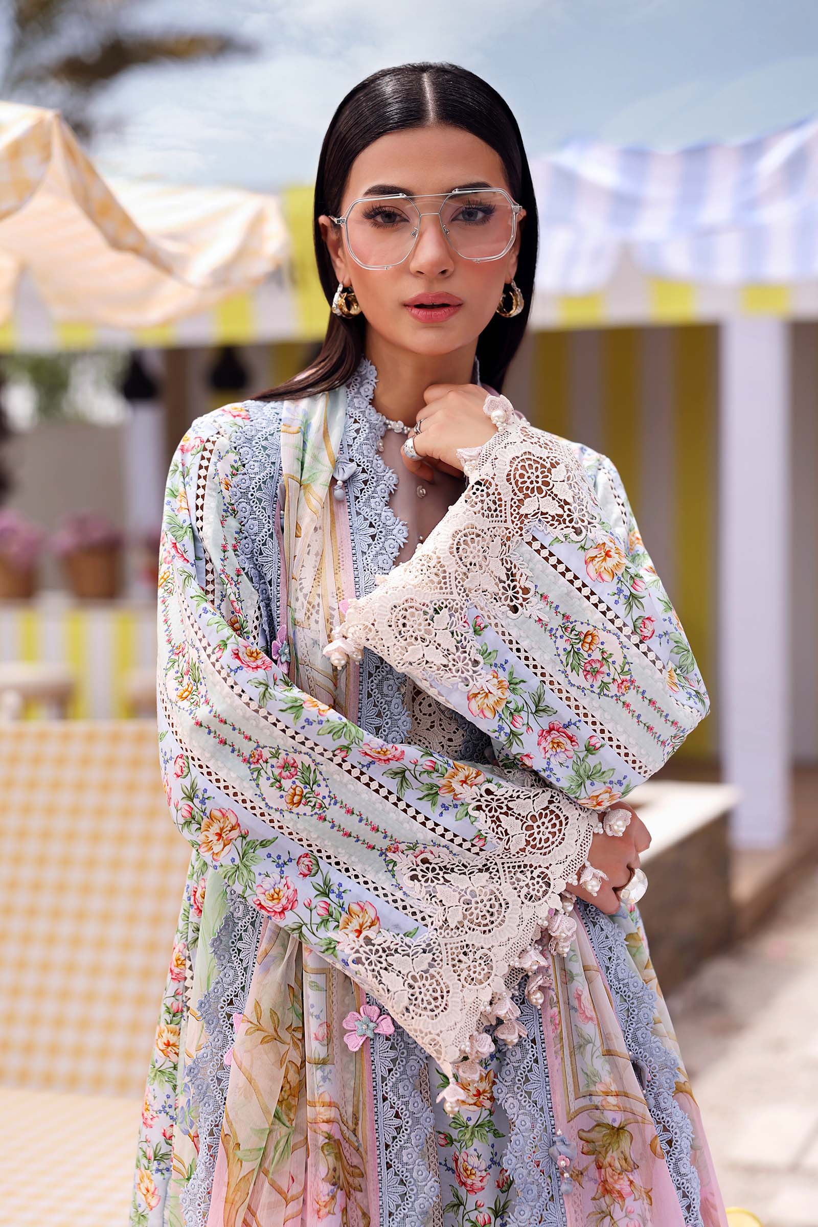 Pastel Floral Printed Lawn 3-Piece Suit with Chiffon Dupatta | RTW