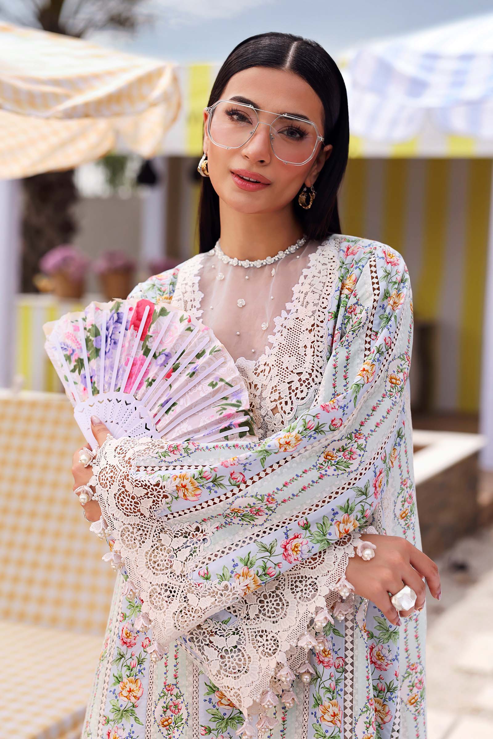Pastel Floral Printed Lawn 3-Piece Suit with Chiffon Dupatta | RTW