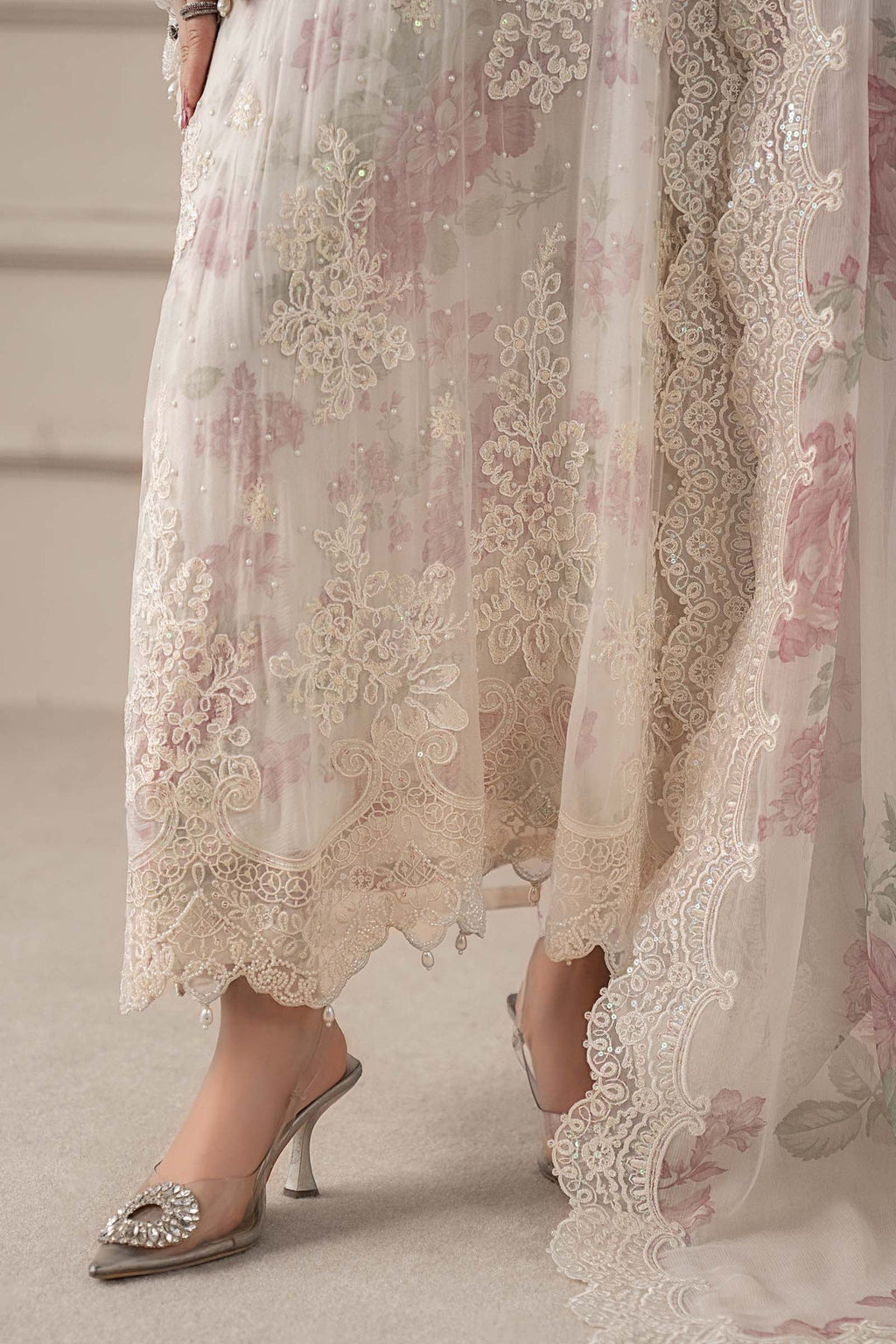 Embroidered Chiffon Suit with Adda Work & Digital Print Dupatta