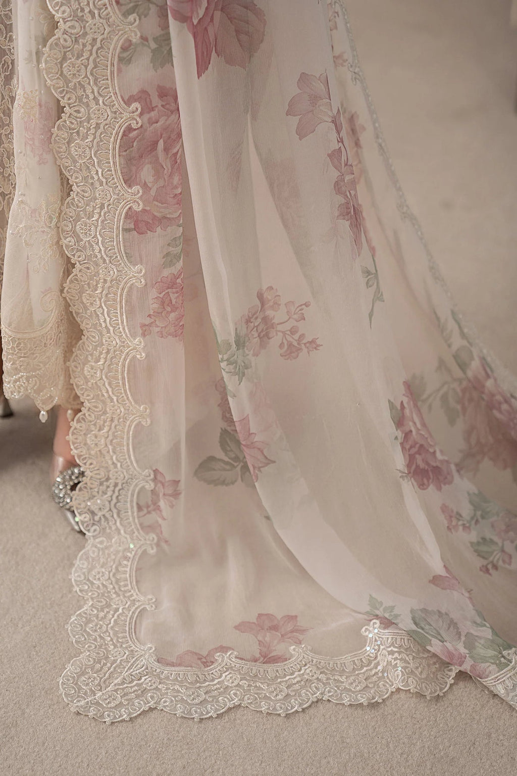 Embroidered Chiffon Suit with Adda Work & Digital Print Dupatta
