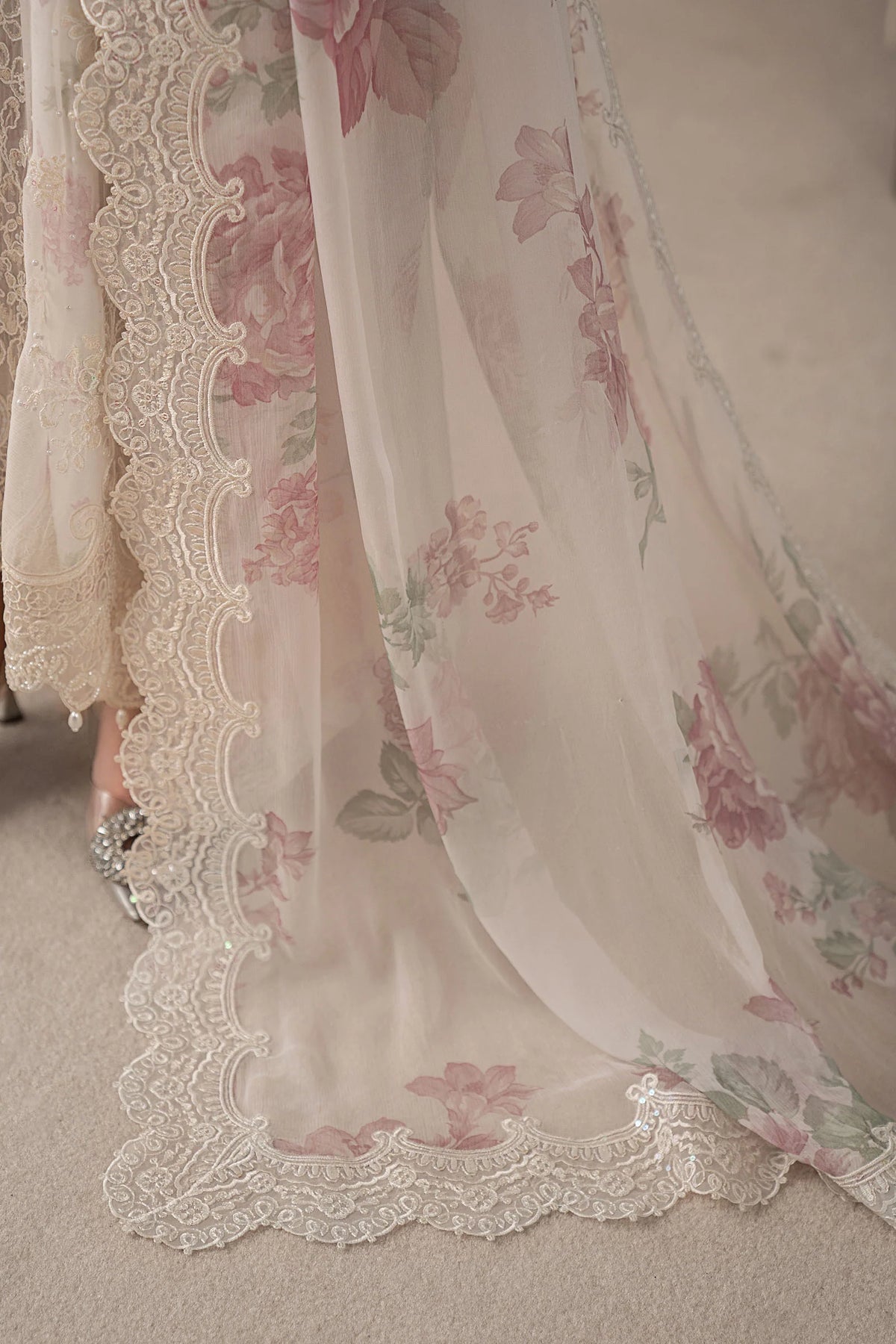 Embroidered Chiffon Suit with Adda Work & Digital Print Dupatta