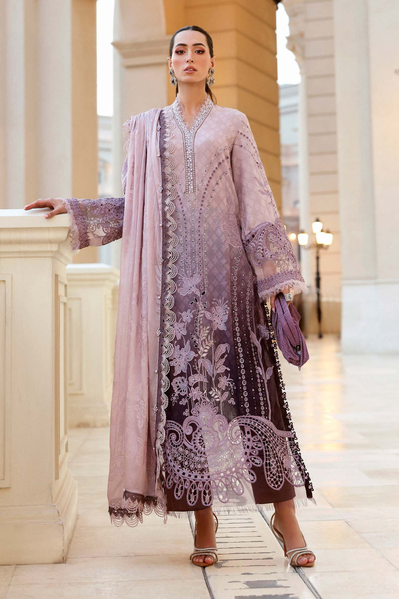 Lavender Printed Luxury Lawn Suit | Heavy Schiffli & Sequin Embroidery