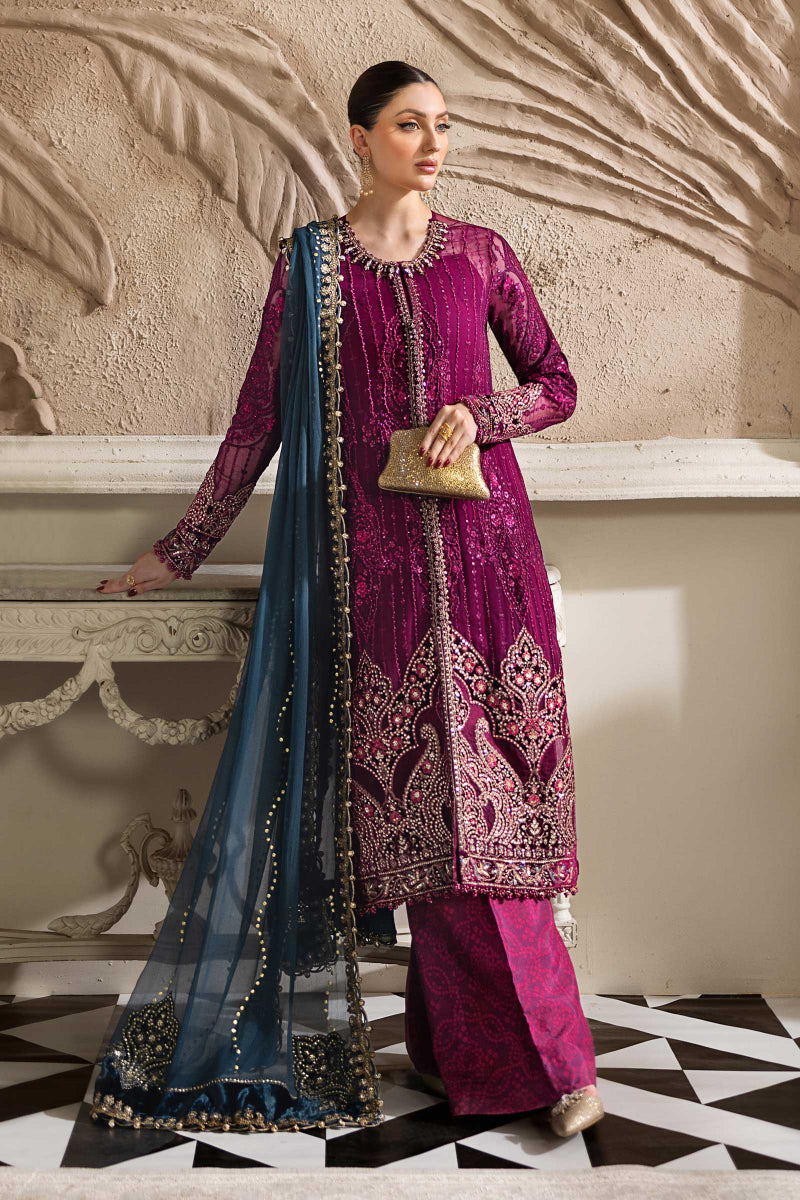 Magenta Embroidered Cotton Luxury Suit with Teal Dupatta |Ready to Wear