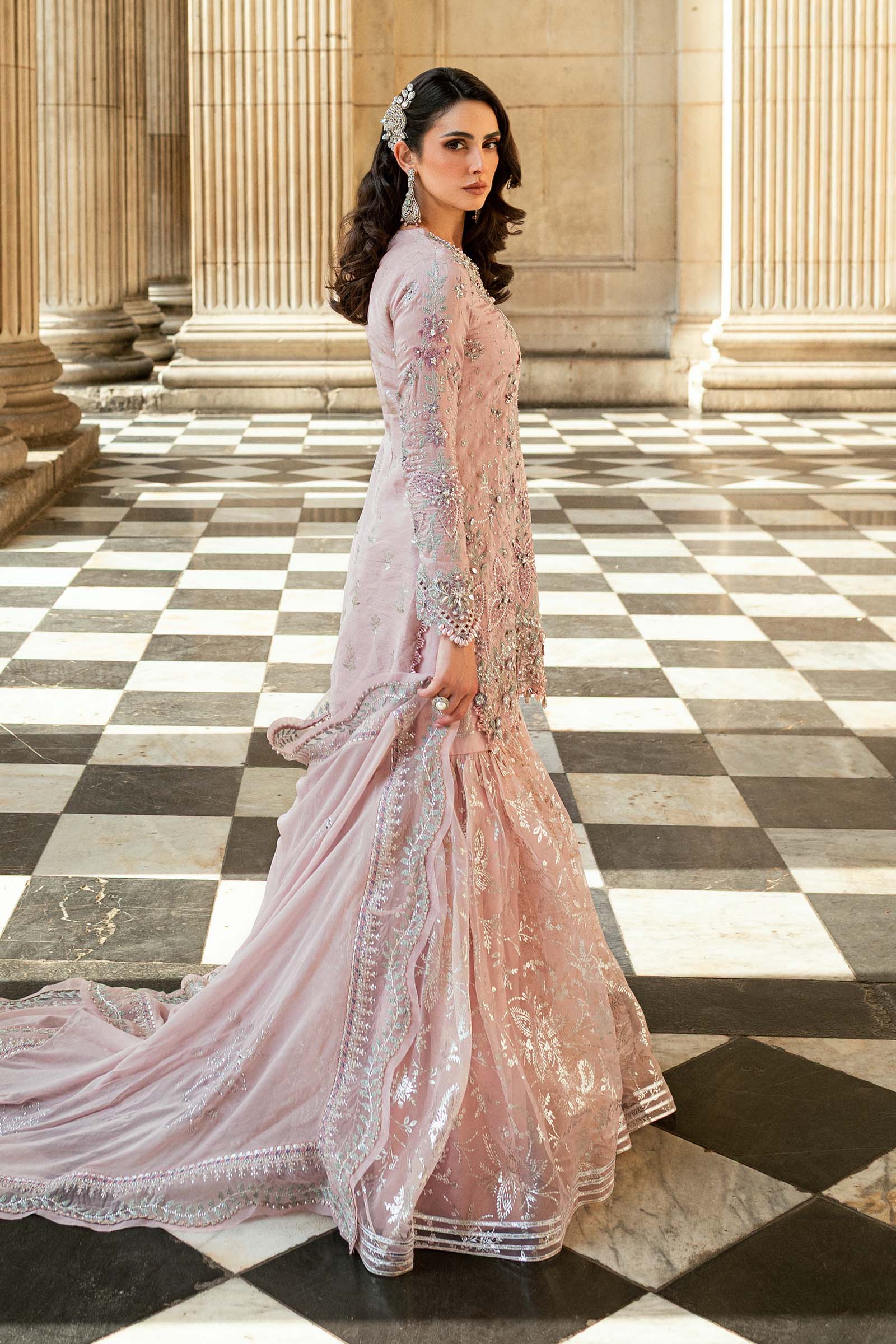 Blush Pink Handwork Embroidered Lawn Luxury Suit |Ready to Wear