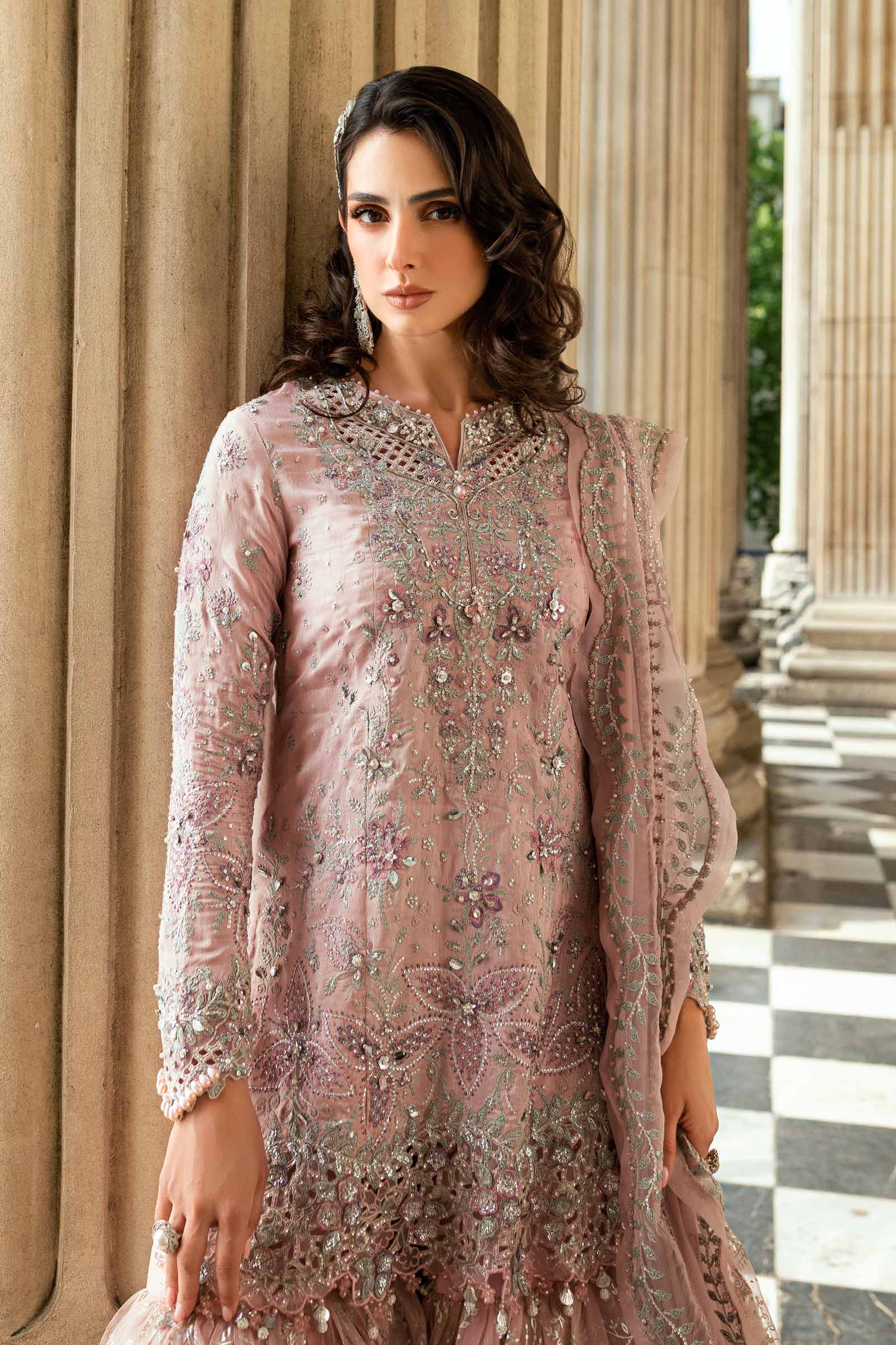 Blush Pink Handwork Embroidered Lawn Luxury Suit |Ready to Wear