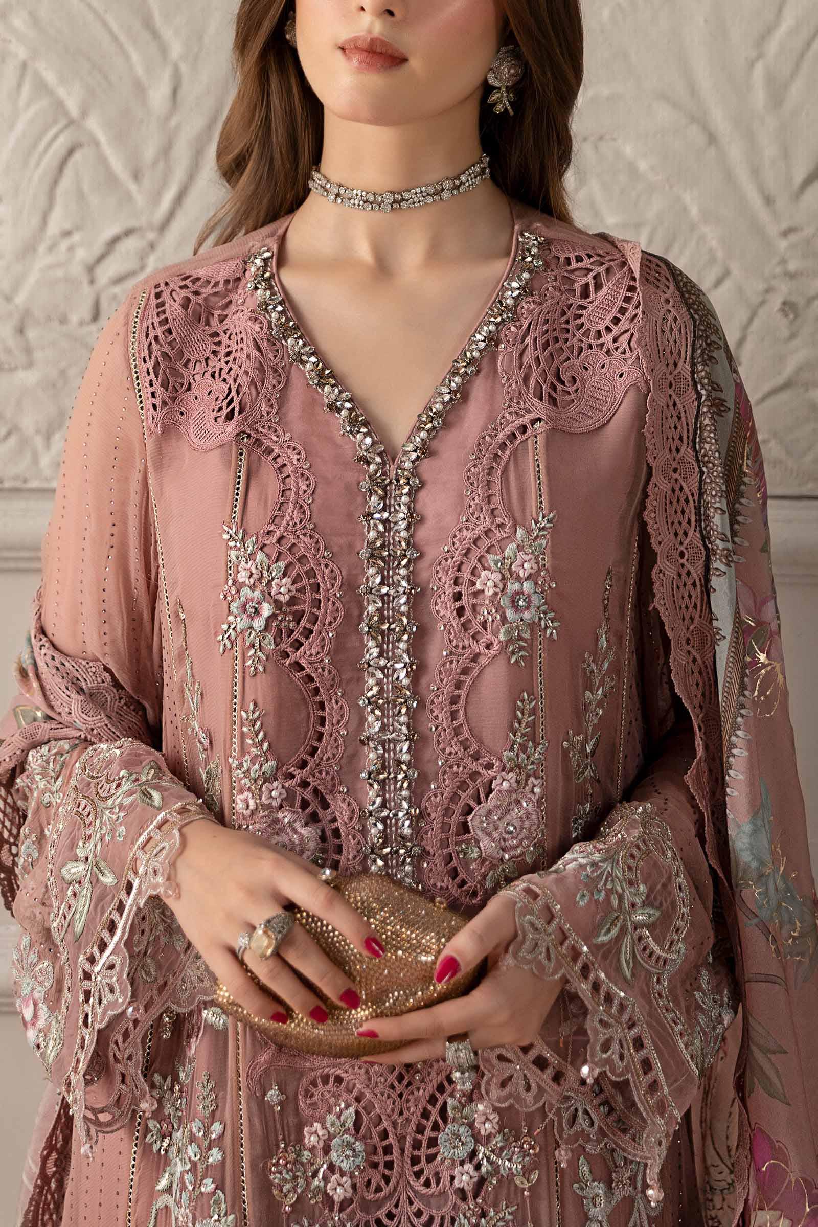 Dusty Rose Hand Embellished Cotton Luxury Suit | Ready to Wear