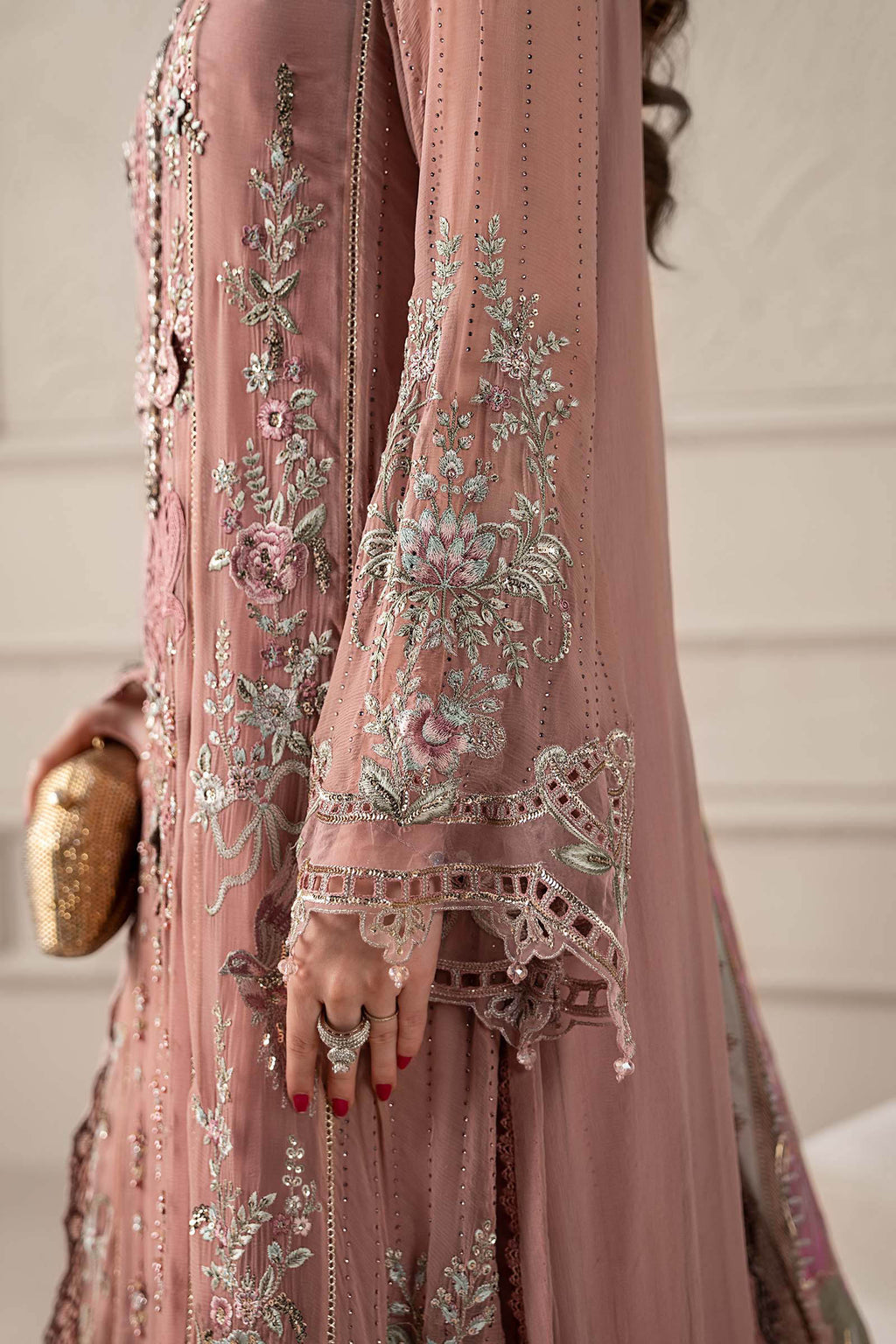 Dusty Rose Hand Embellished Cotton Luxury Suit | Ready to Wear