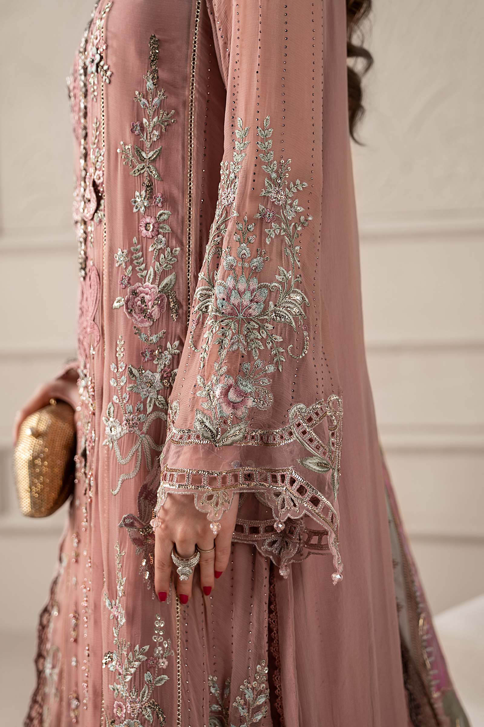 Dusty Rose Hand Embellished Cotton Luxury Suit | Ready to Wear