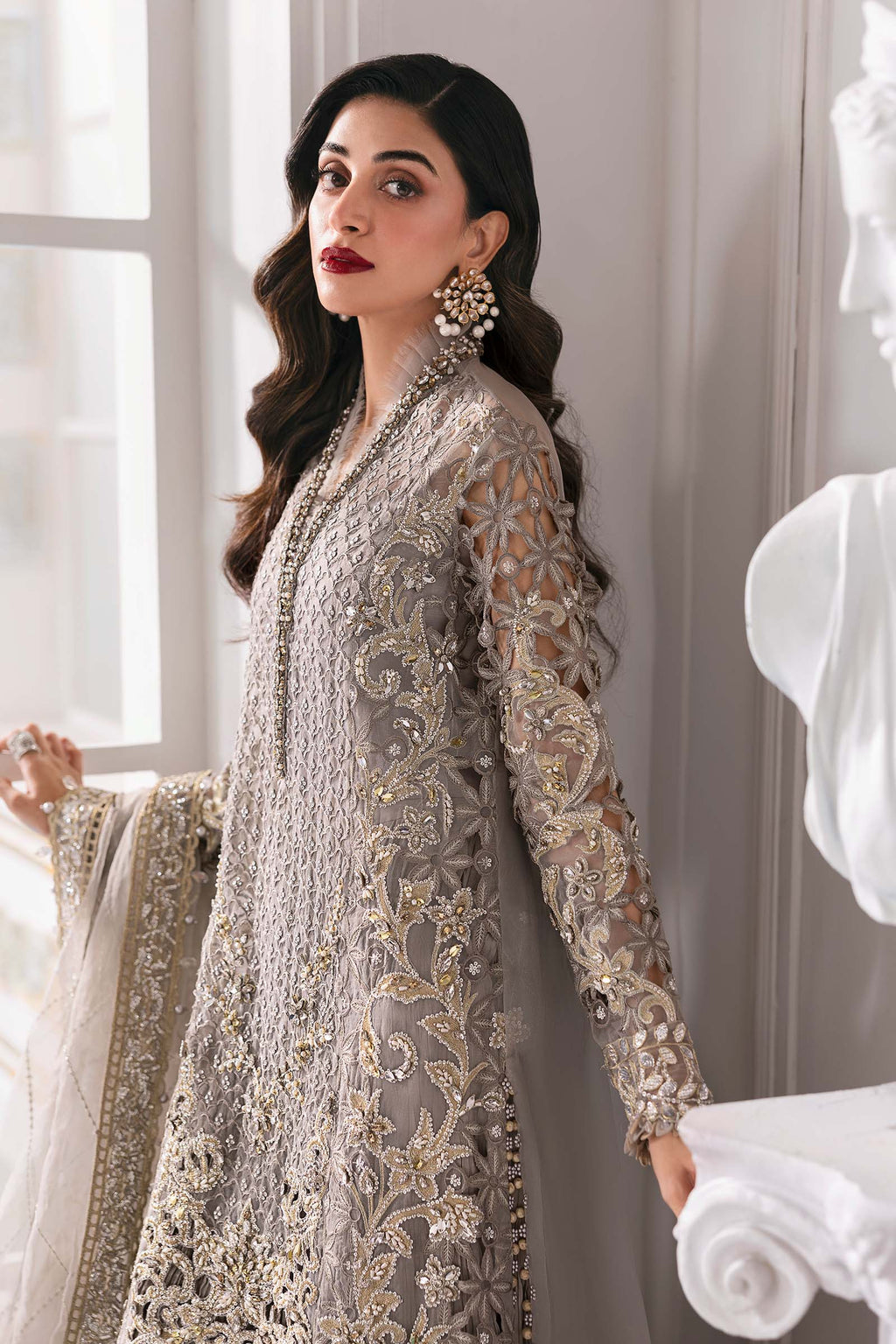 03-Piece Organza Suit With Fully Embroidery - Ready To Wear