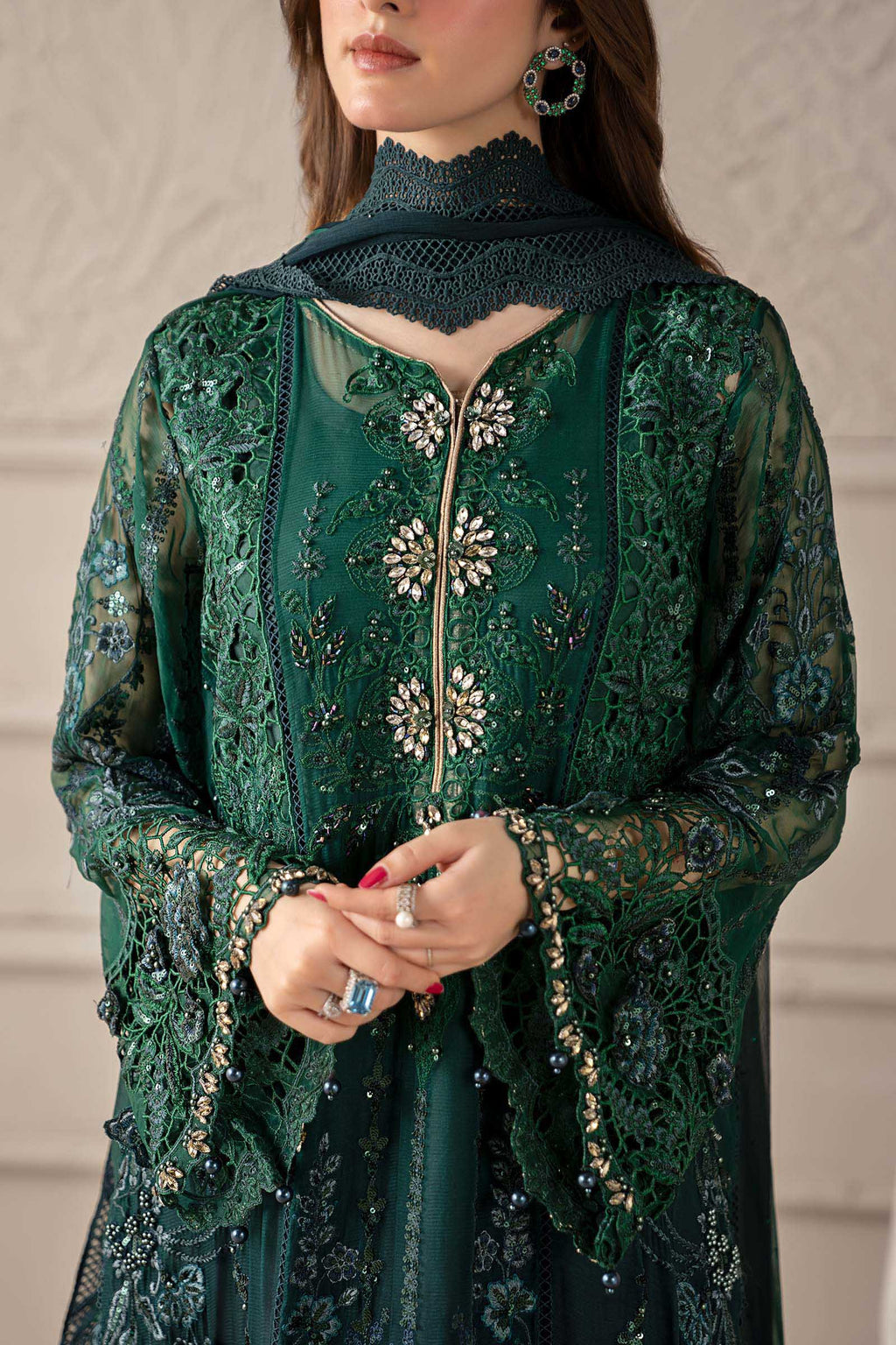 Ready to Wear Emerald Green Embroidered Luxury Suit