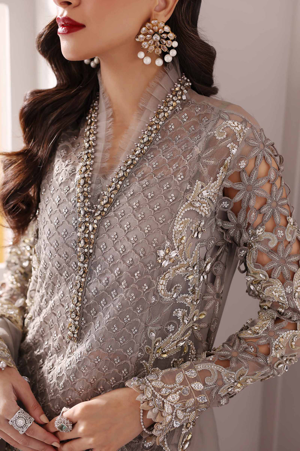 03-Piece Organza Suit With Fully Embroidery - Ready To Wear