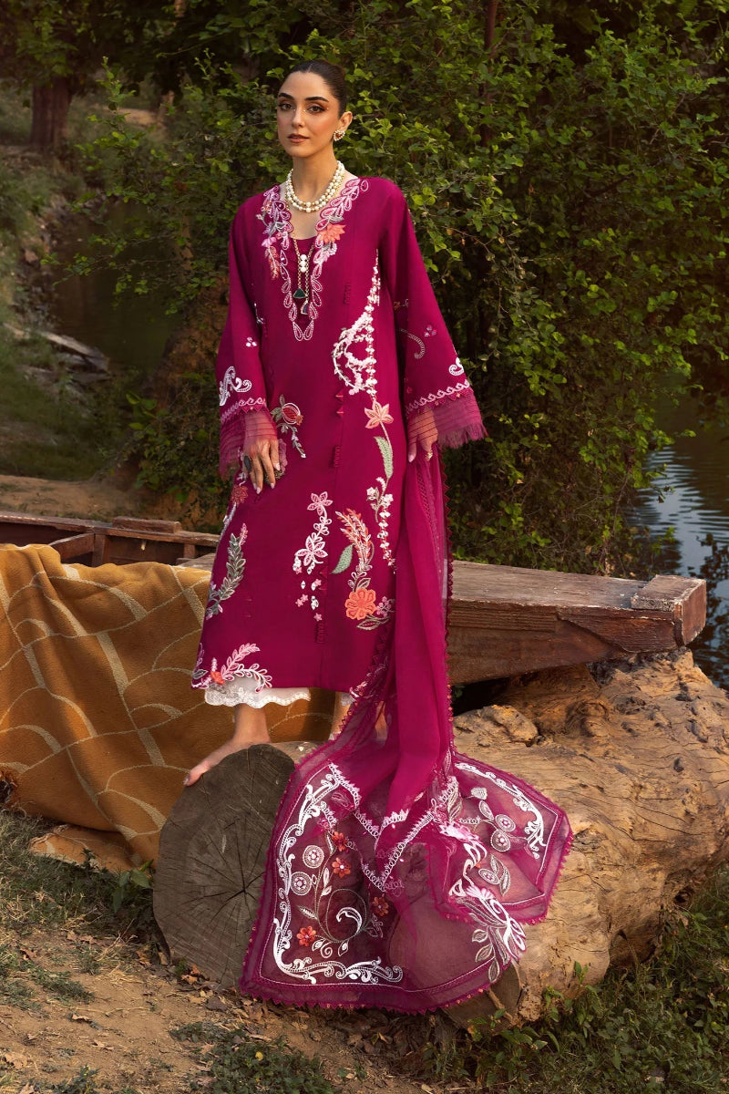Magenta Foilwork Chikankari Lawn Suit |Ready to Wear
