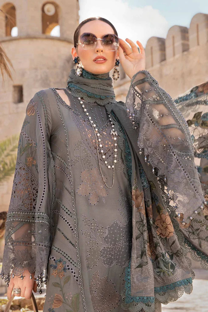 Luxury Mocha Schiffli Embroidered Lawn Suit with Net Dupatta | RTW