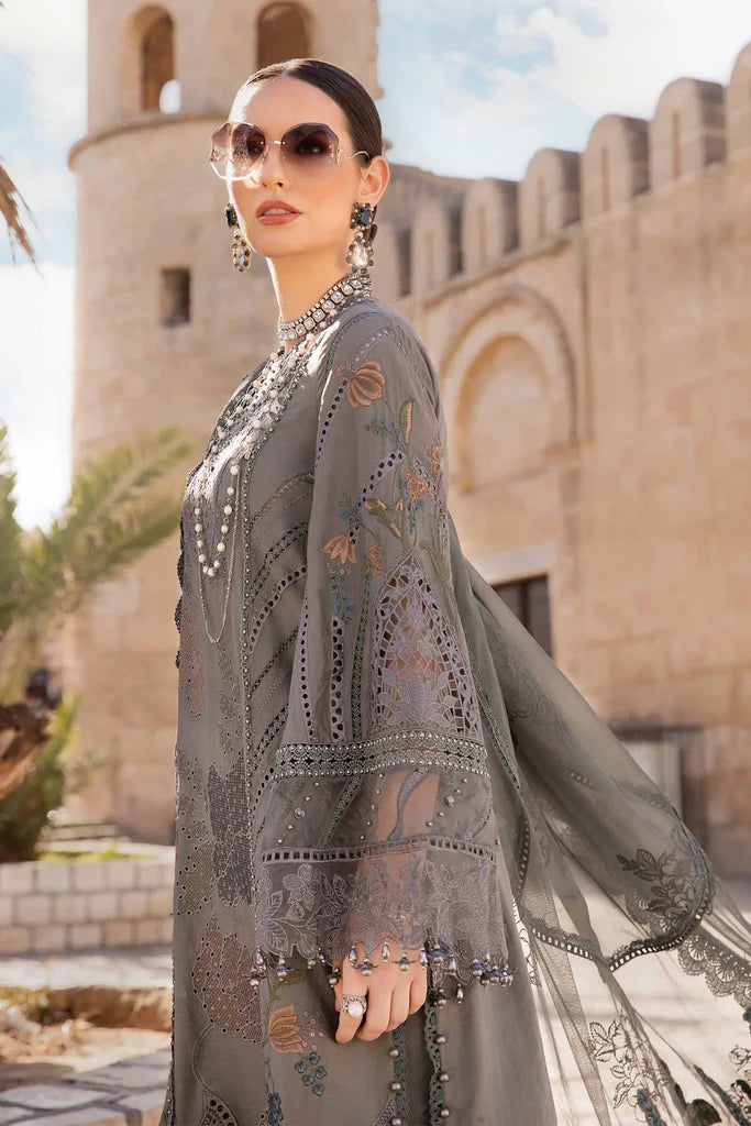 Luxury Mocha Schiffli Embroidered Lawn Suit with Net Dupatta | RTW