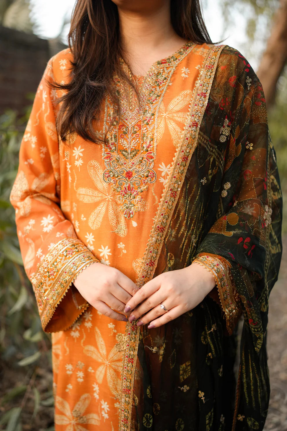 Saffron Olive - 3 Piece Printed Lawn Suit | Ready To Wear