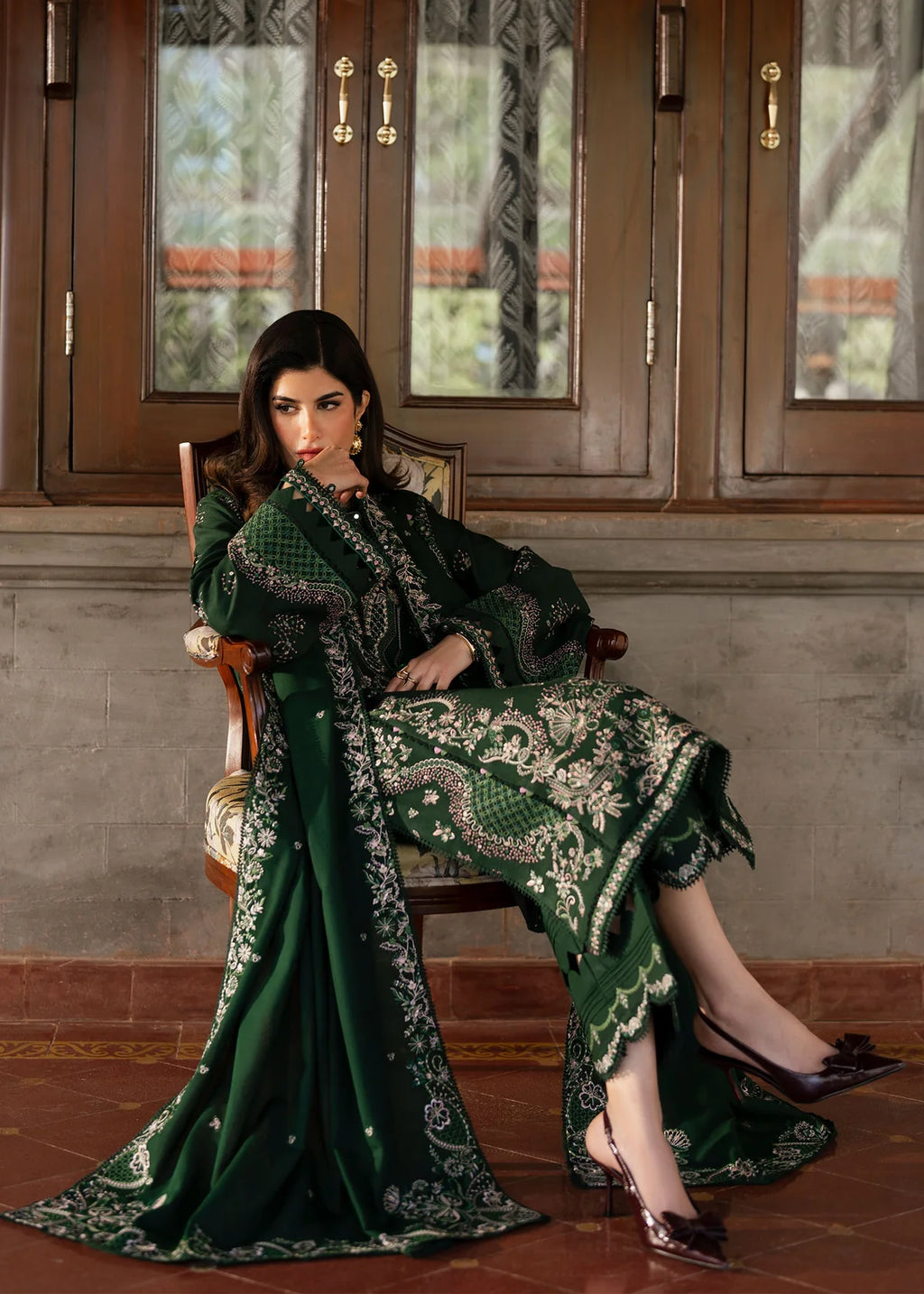 Forest Green - 3 Piece Embroidered Lawn Suit | Ready To Wear