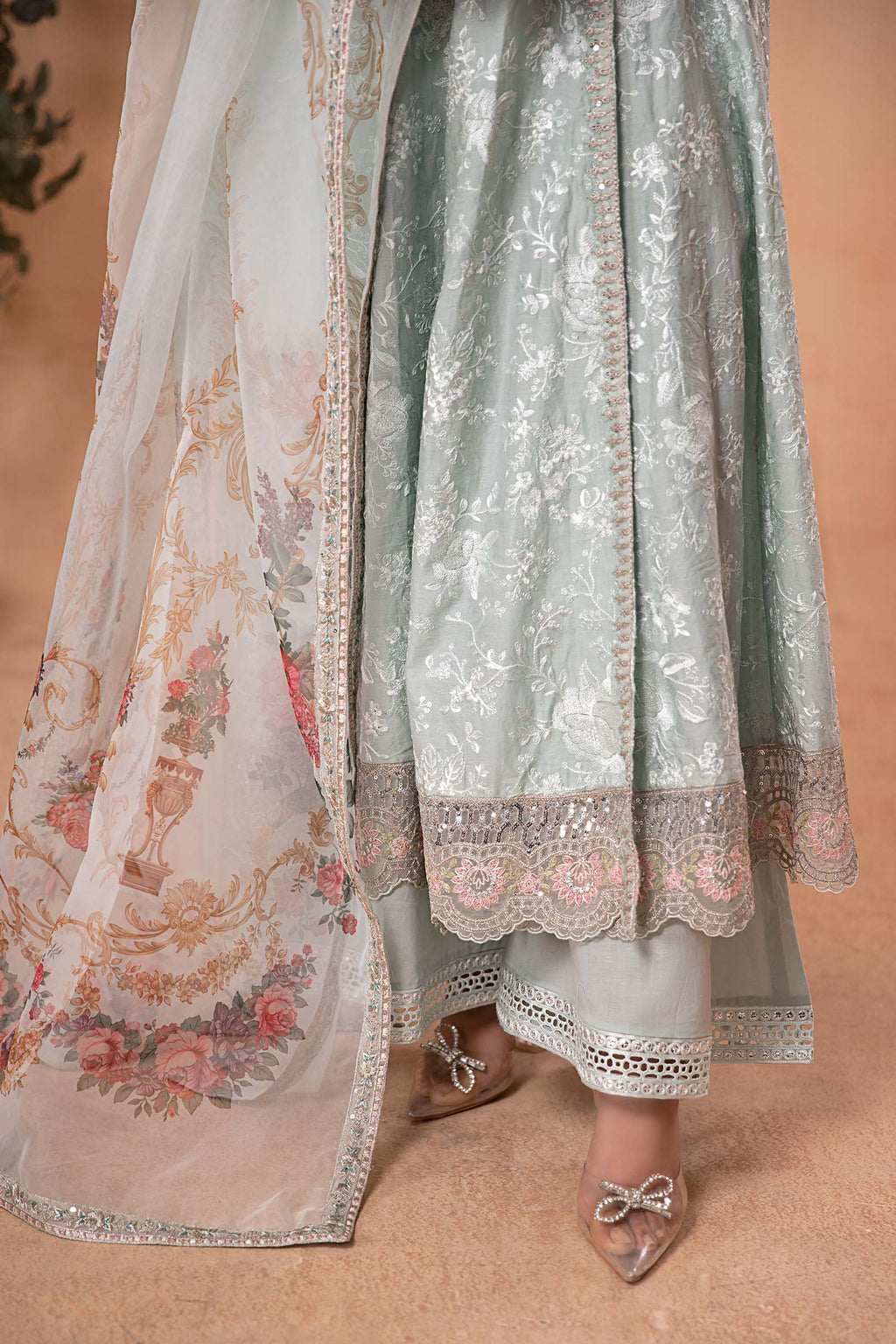 Ice Blue Embroidered Jacquard Lawn Suit | Ready to Wear