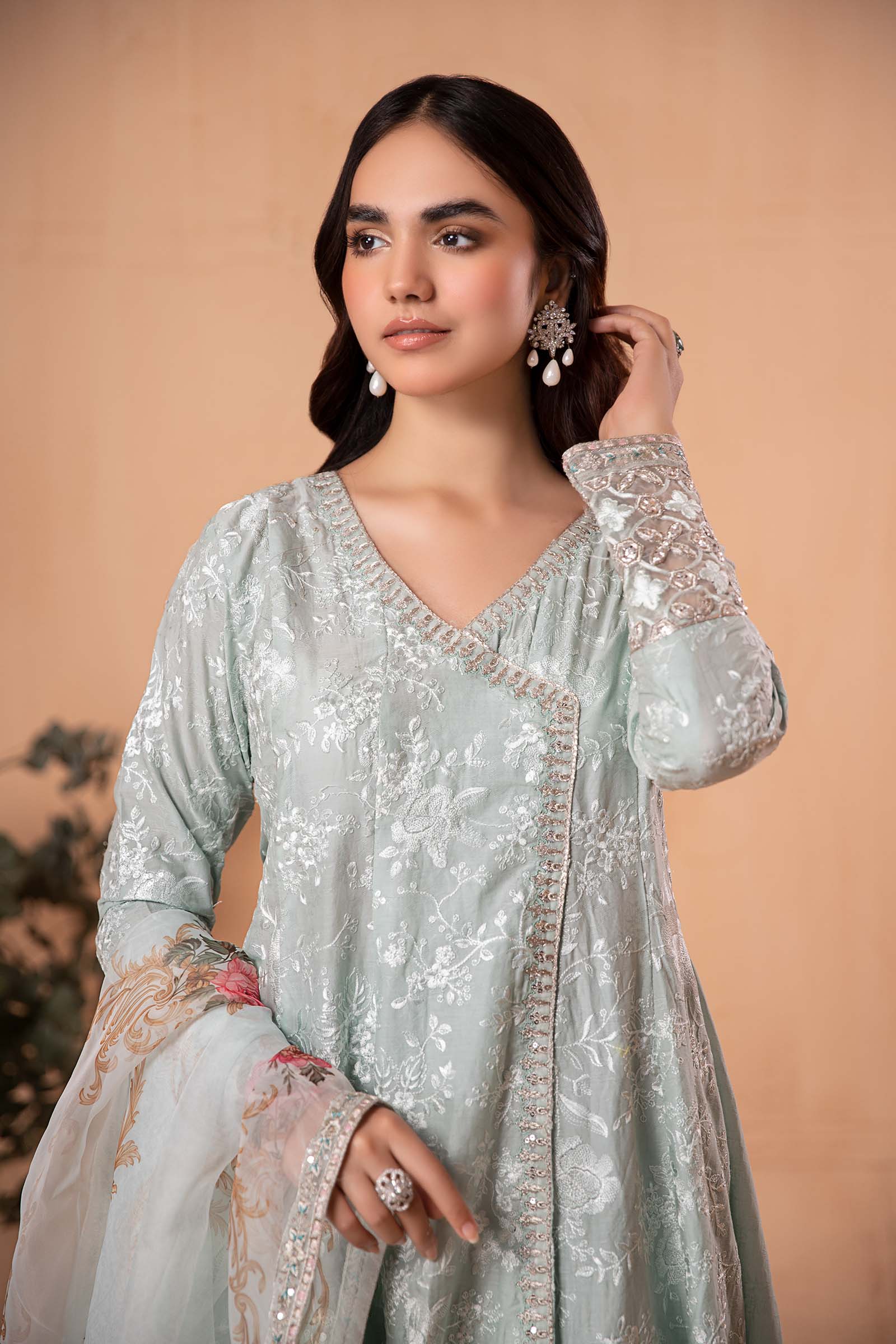 Ice Blue Embroidered Jacquard Lawn Suit | Ready to Wear