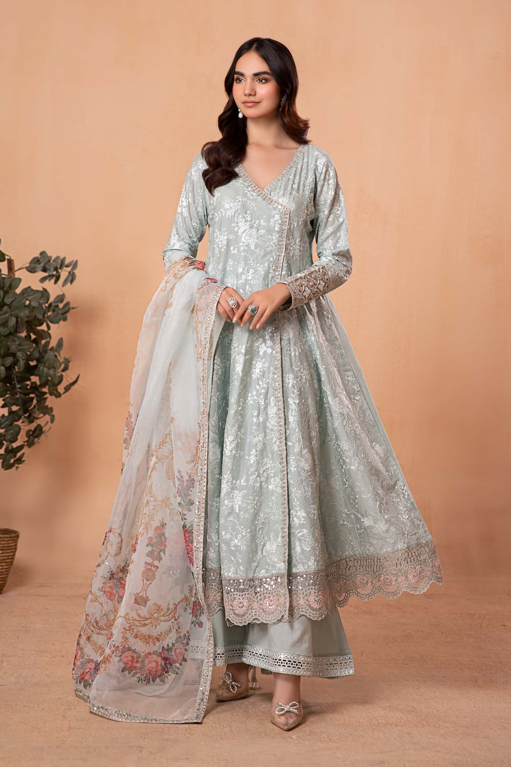 Ice Blue Embroidered Jacquard Lawn Suit | Ready to Wear